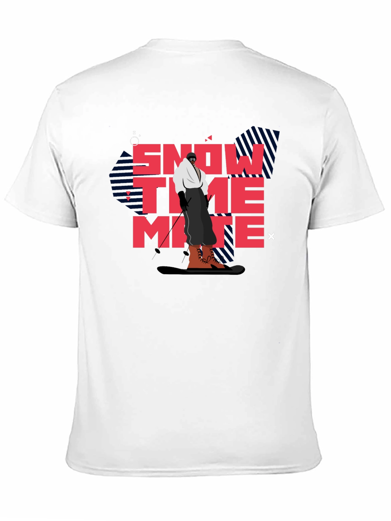 Snow Time Mate T-Shirt Black Cotton Skiing Graphic Tee