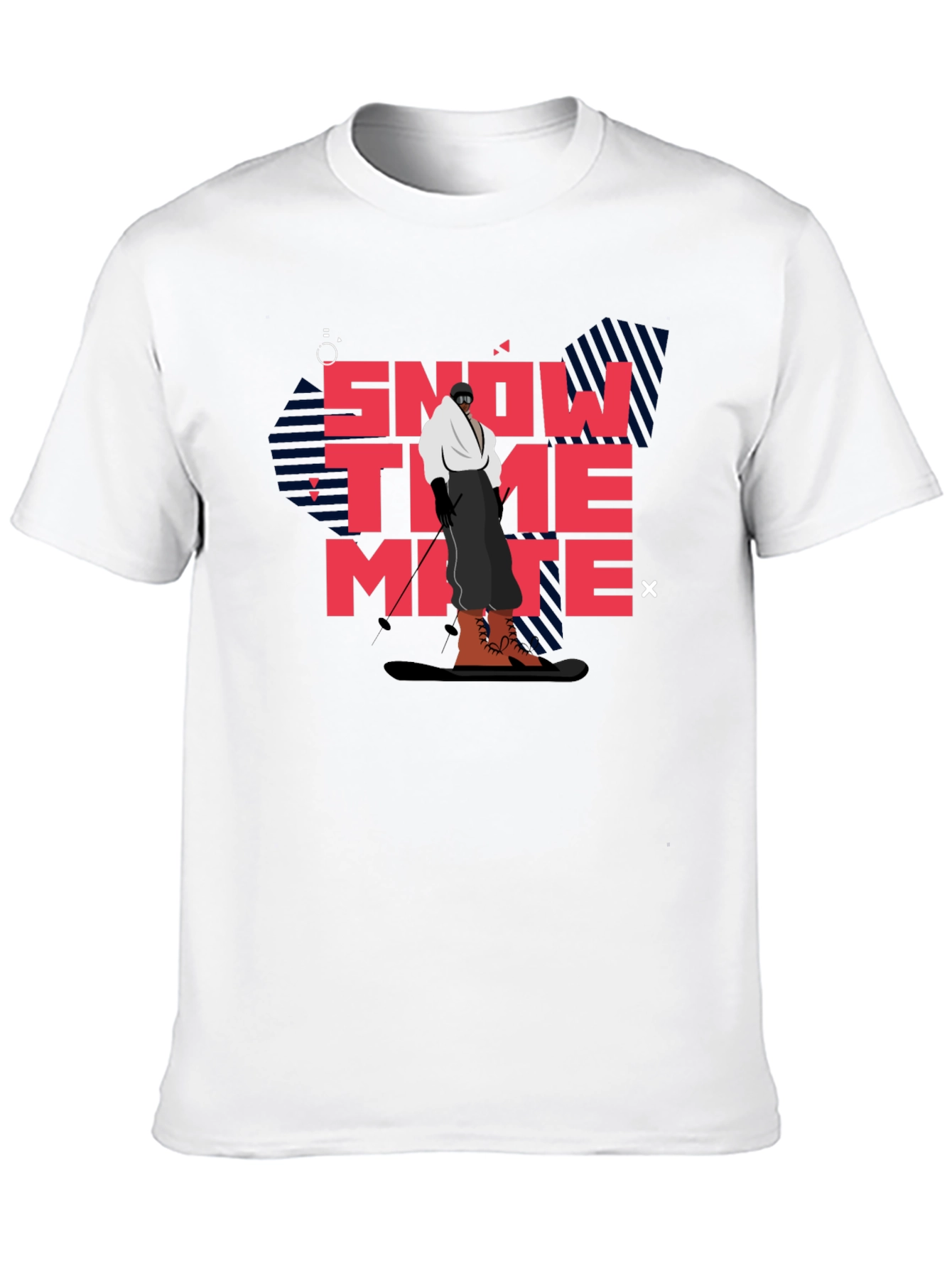 Snow Time Mate T-Shirt Black Cotton Skiing Graphic Tee