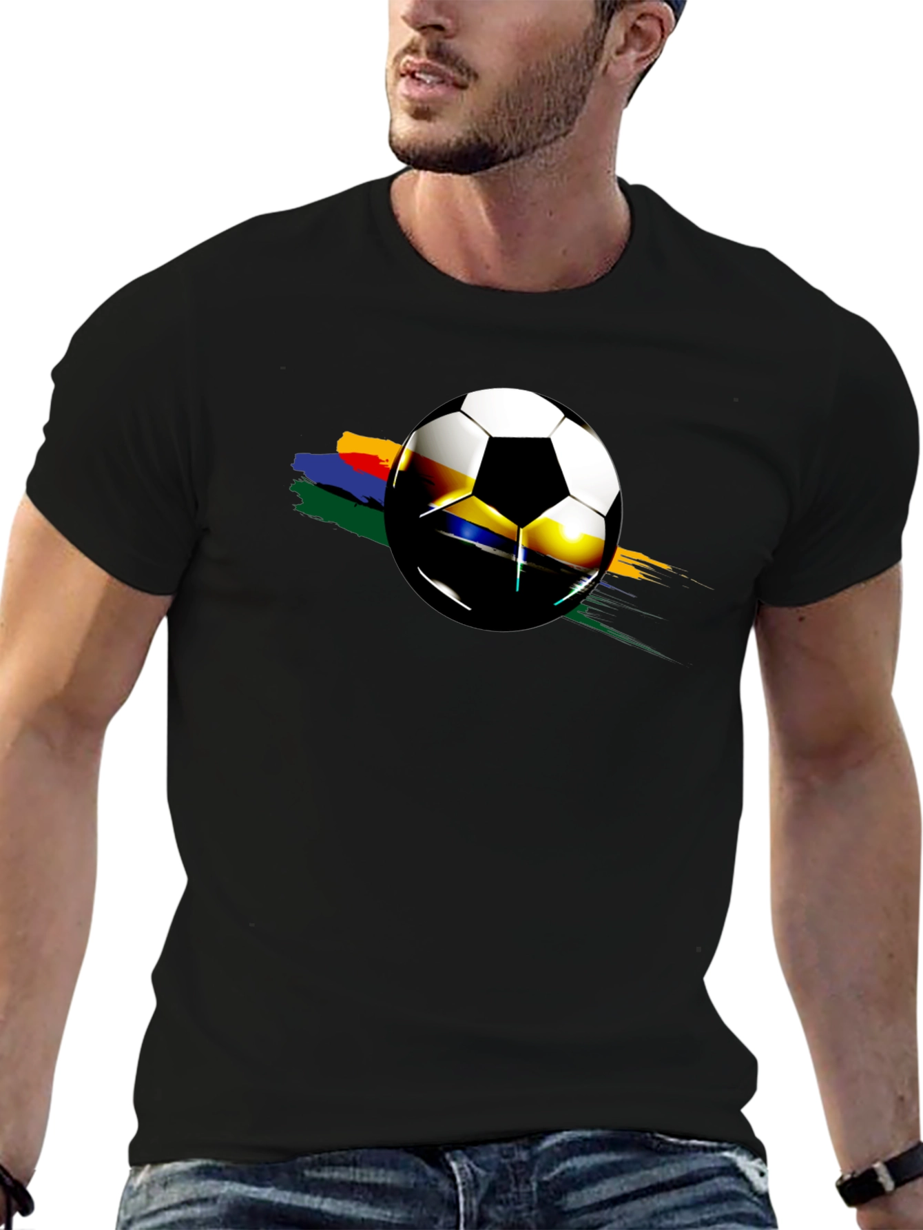 Soccer Ball Graphic Black T-Shirt