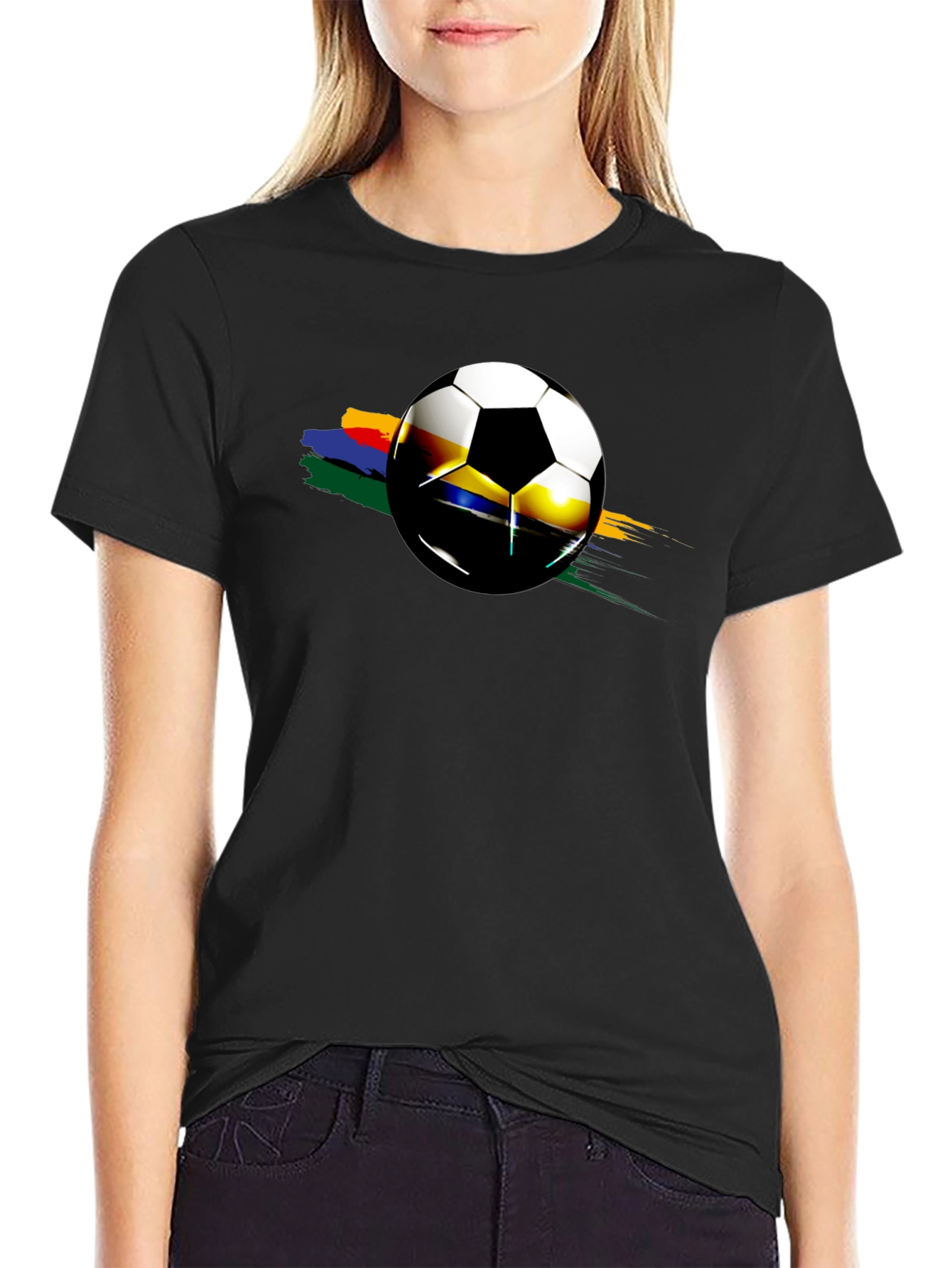 Soccer Ball Graphic Black T-Shirt