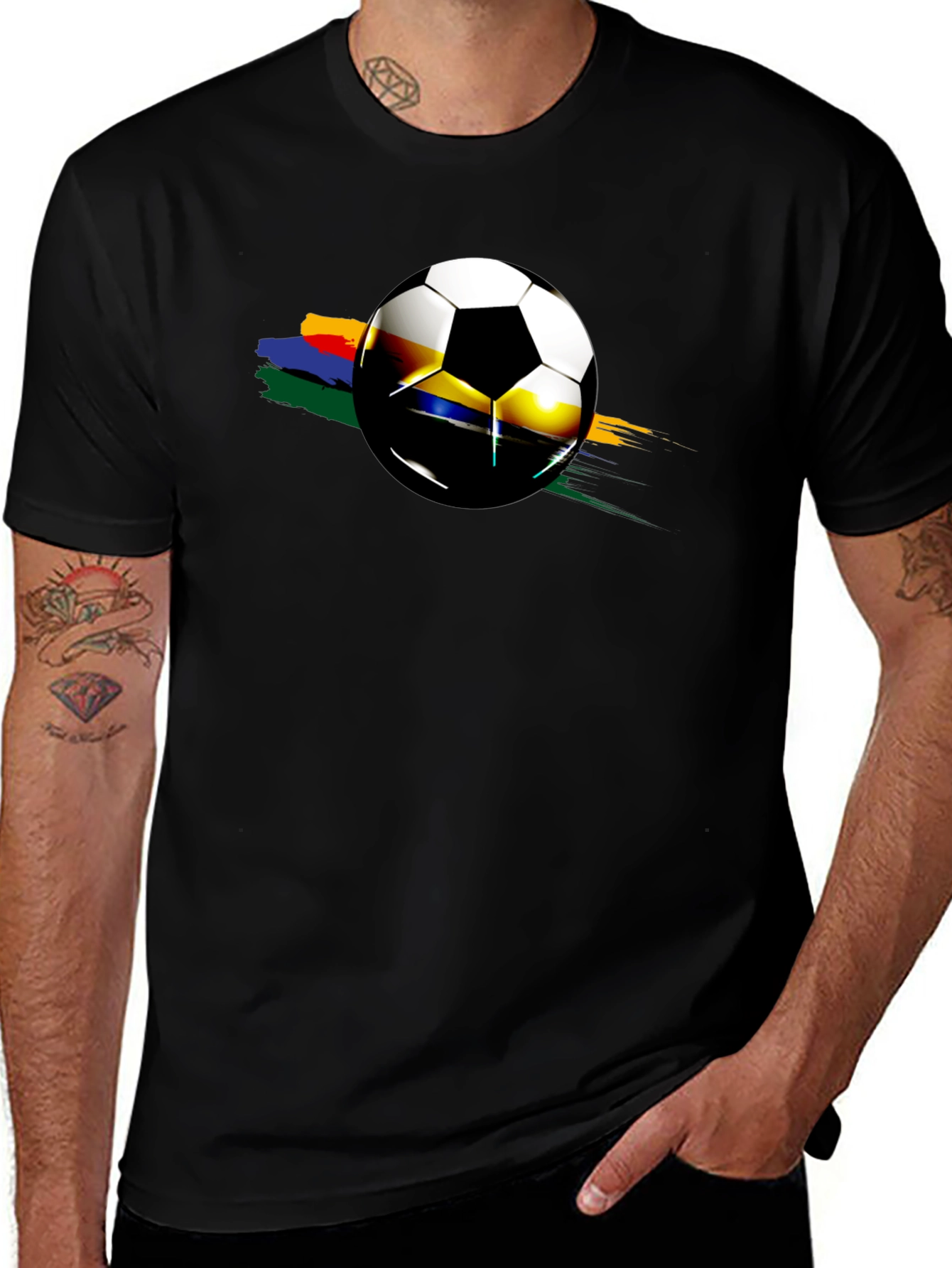 Soccer Ball Graphic Black T-Shirt