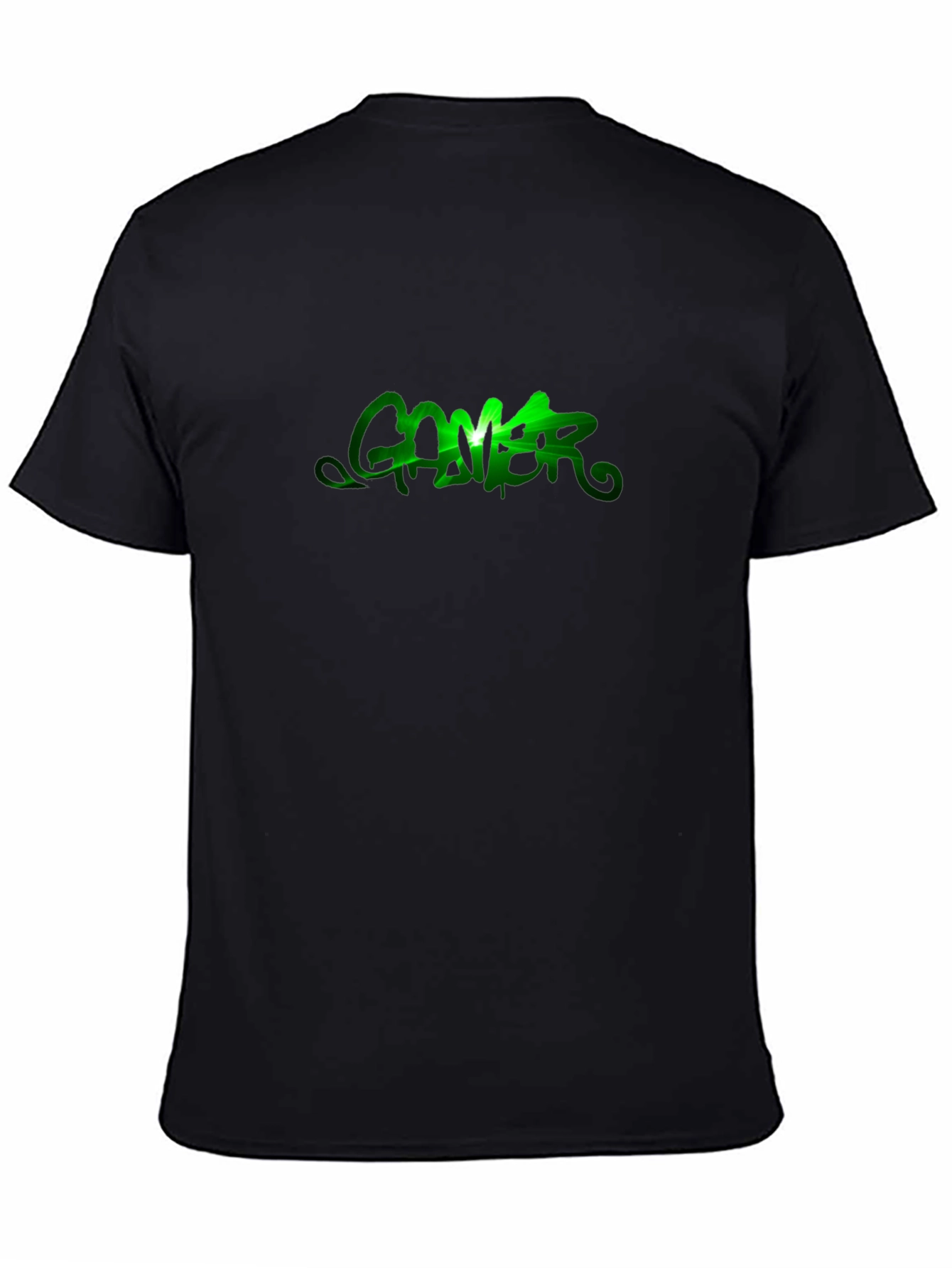 Green Gamer Graphic Black T-Shirt