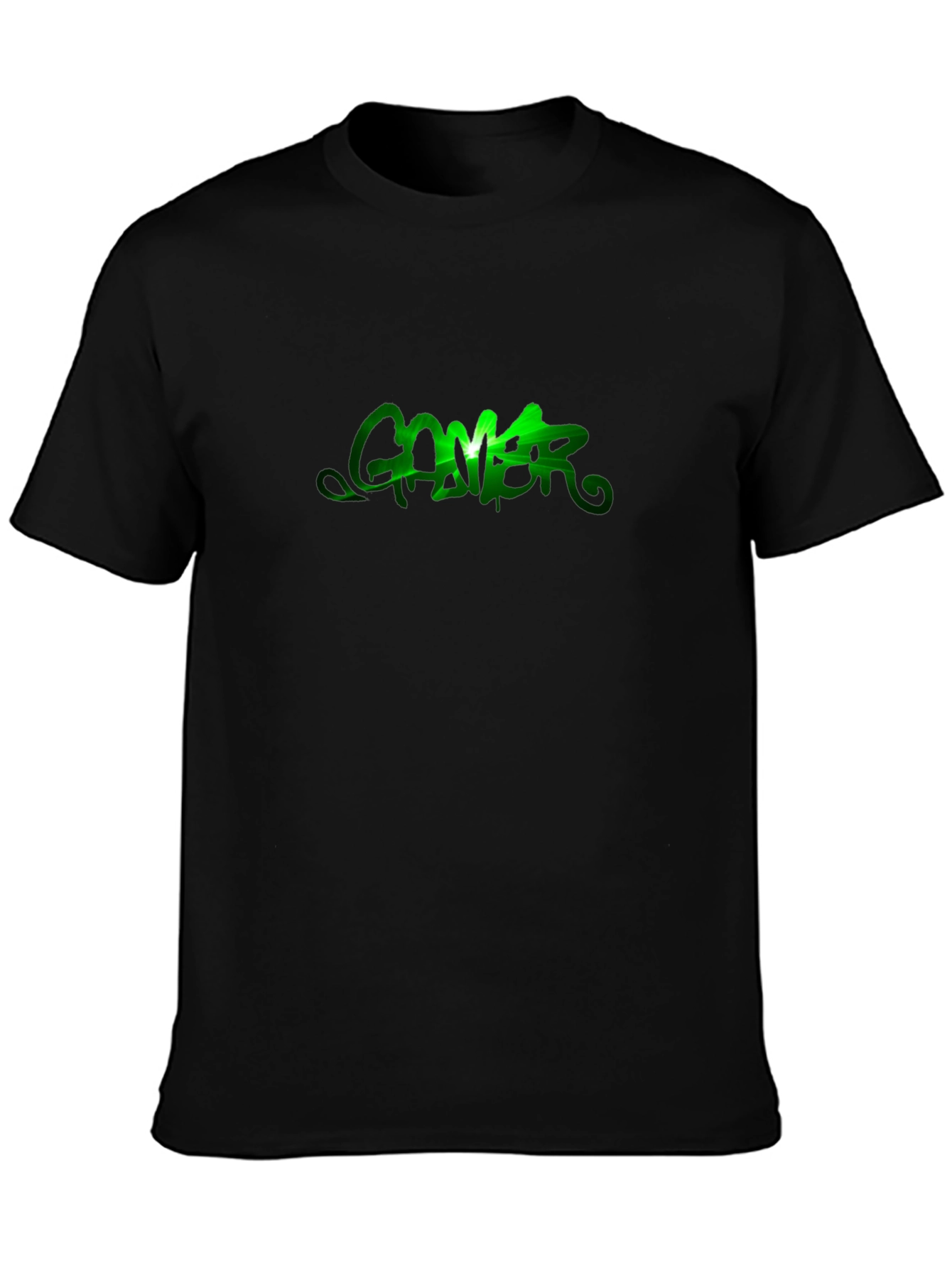 Green Gamer Graphic Black T-Shirt