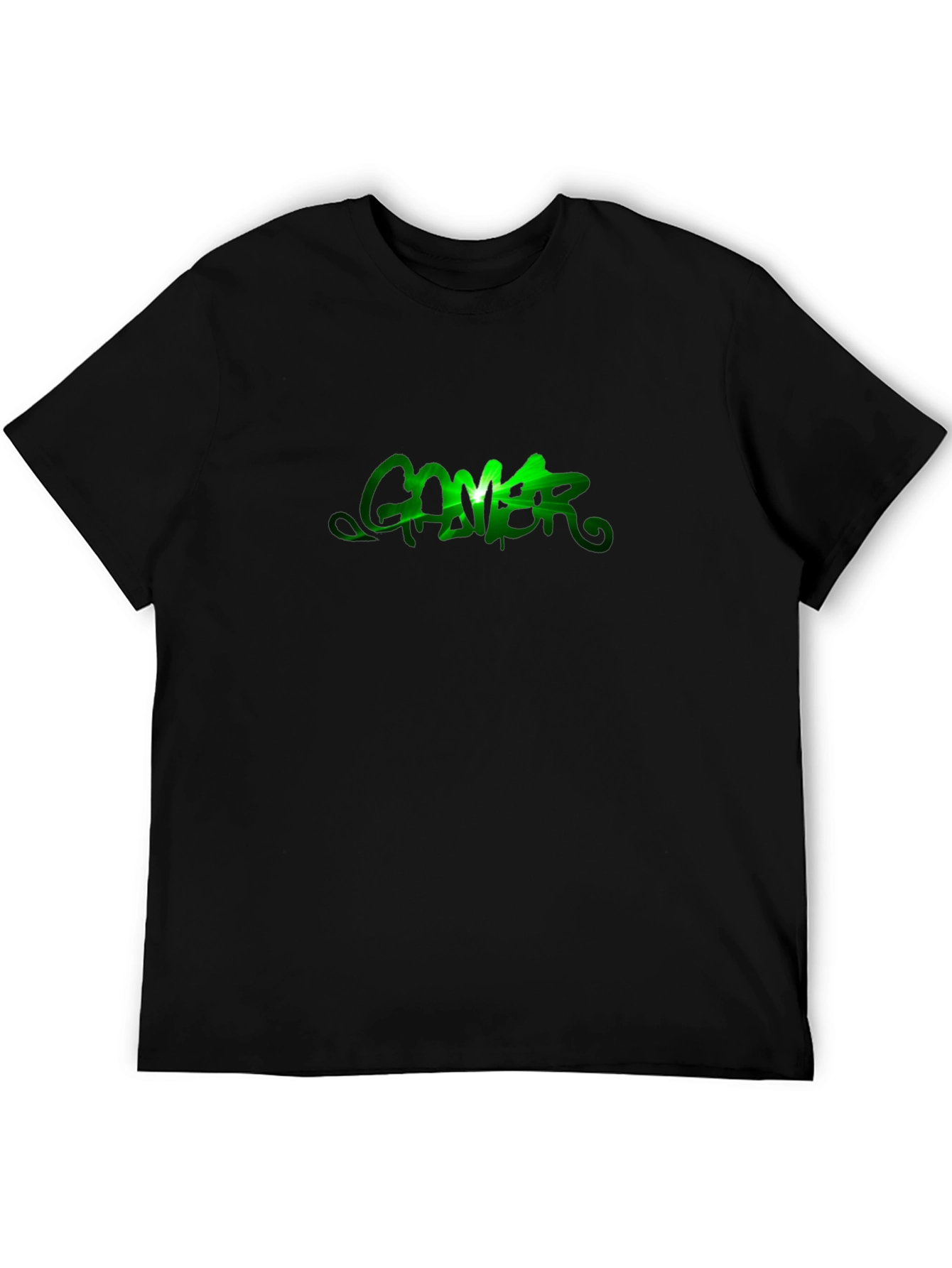 Green Gamer Graphic Black T-Shirt
