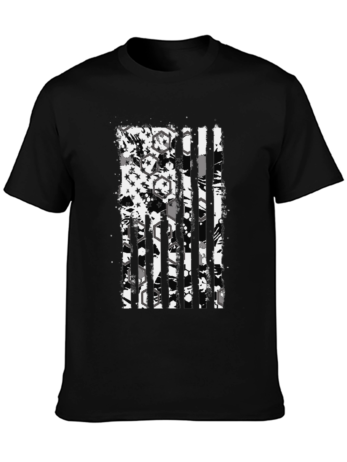Distressed American Flag Graphic Tee - Black