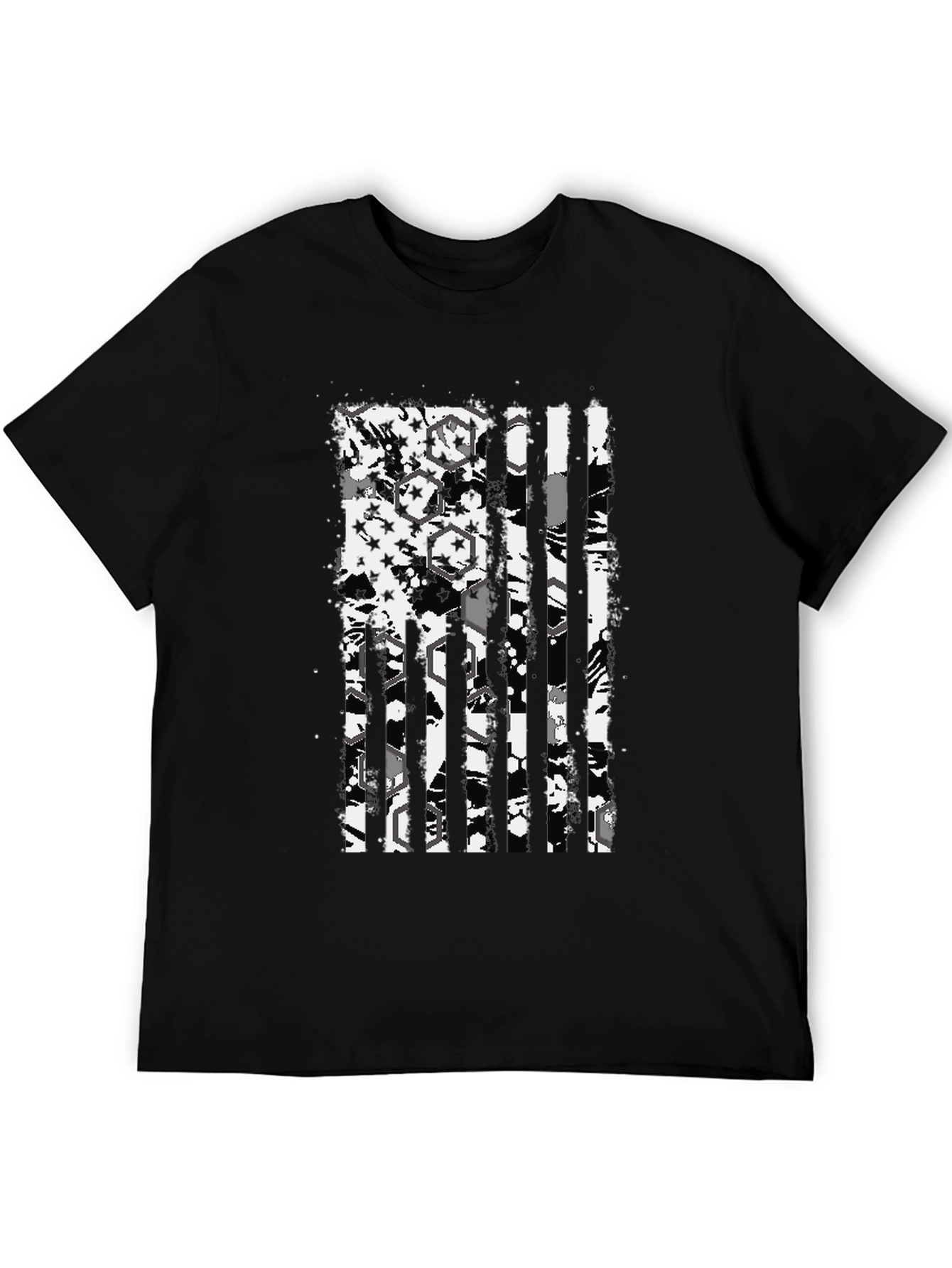 Distressed American Flag Graphic Tee - Black