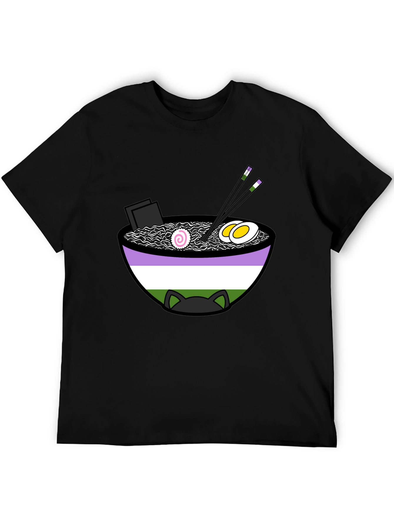 Ramen Cat Genderqueer Pride T-Shirt