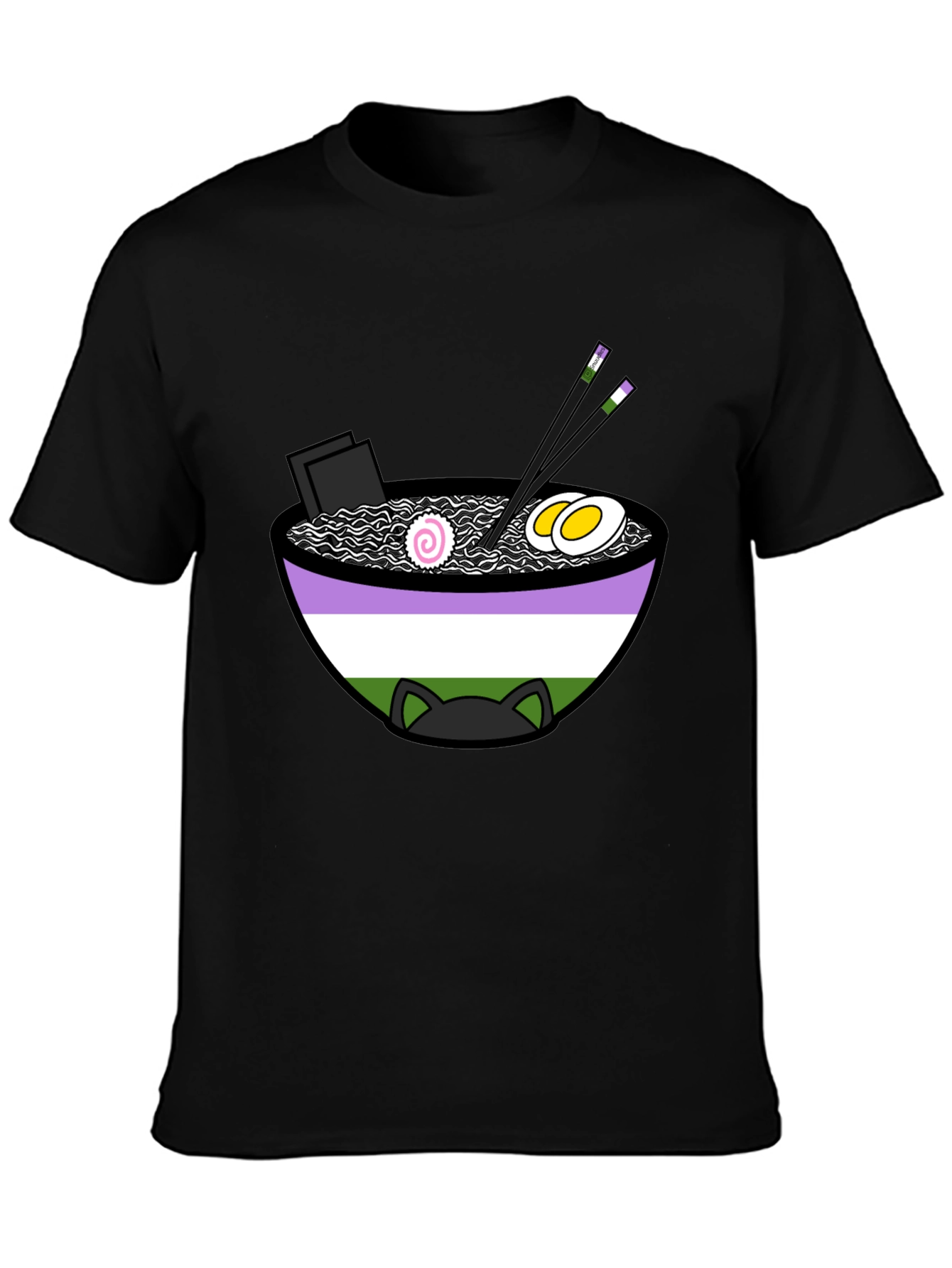 Ramen Cat Genderqueer Pride T-Shirt