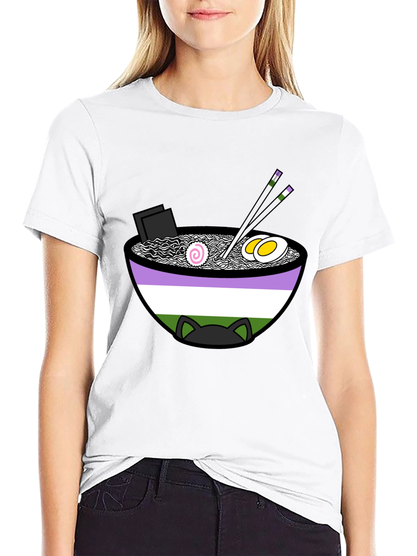 Ramen Cat Genderqueer Pride T-Shirt