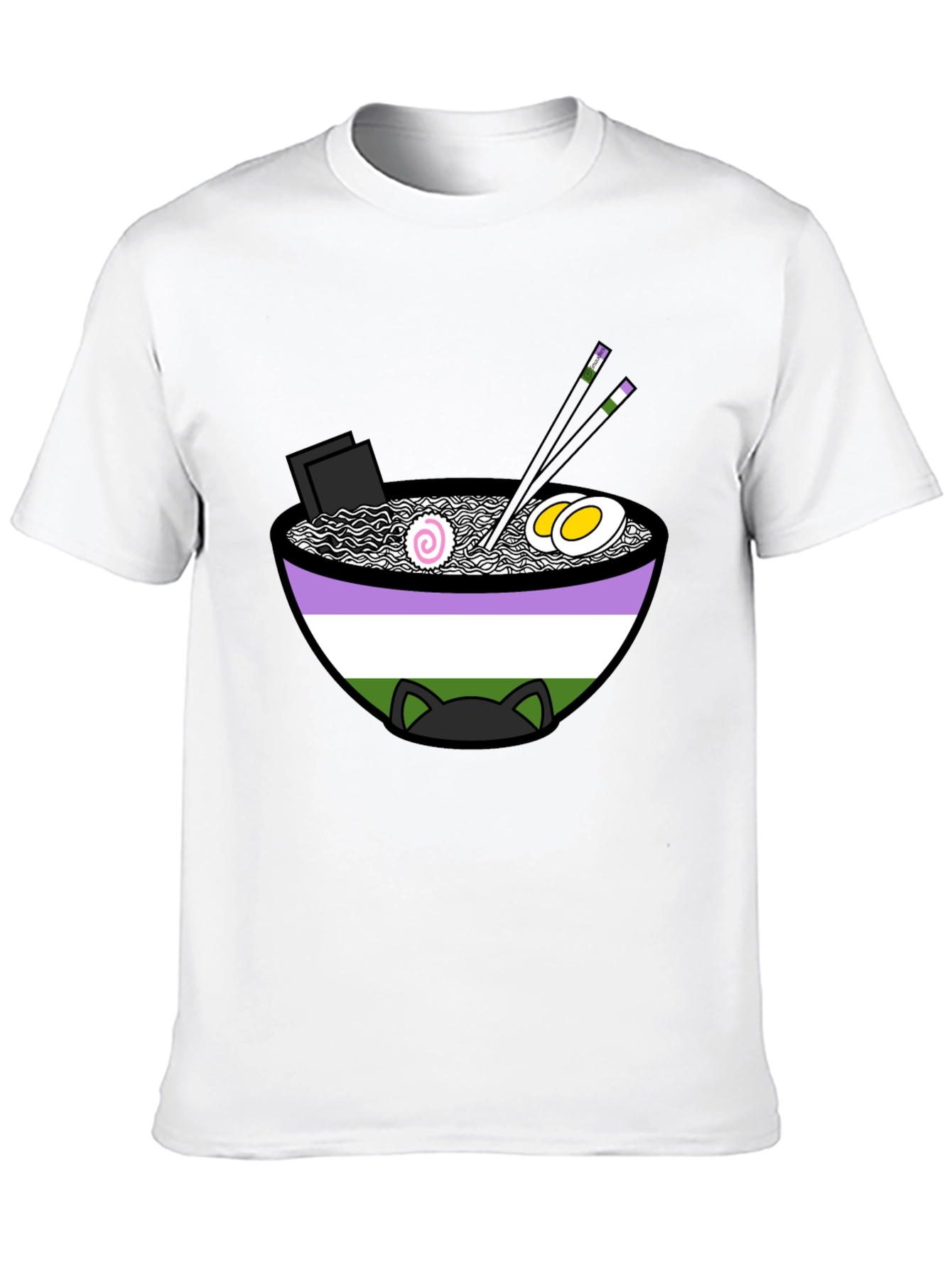 Ramen Cat Genderqueer Pride T-Shirt