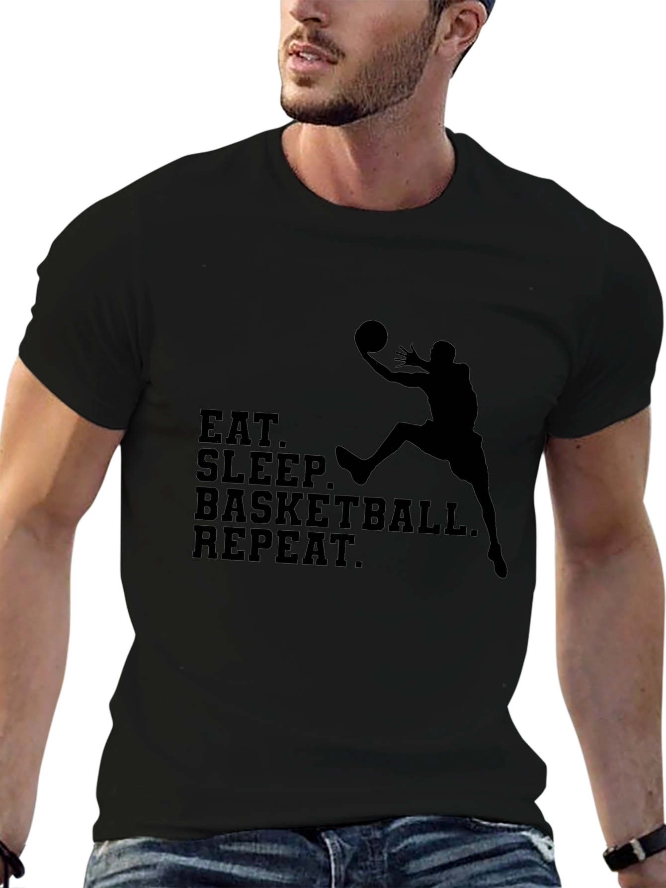 Eat Sleep Basketball Repeat Black T-Shirt