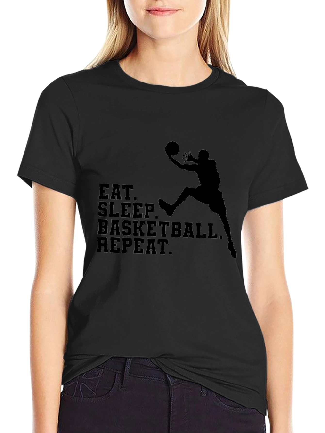 Eat Sleep Basketball Repeat Black T-Shirt