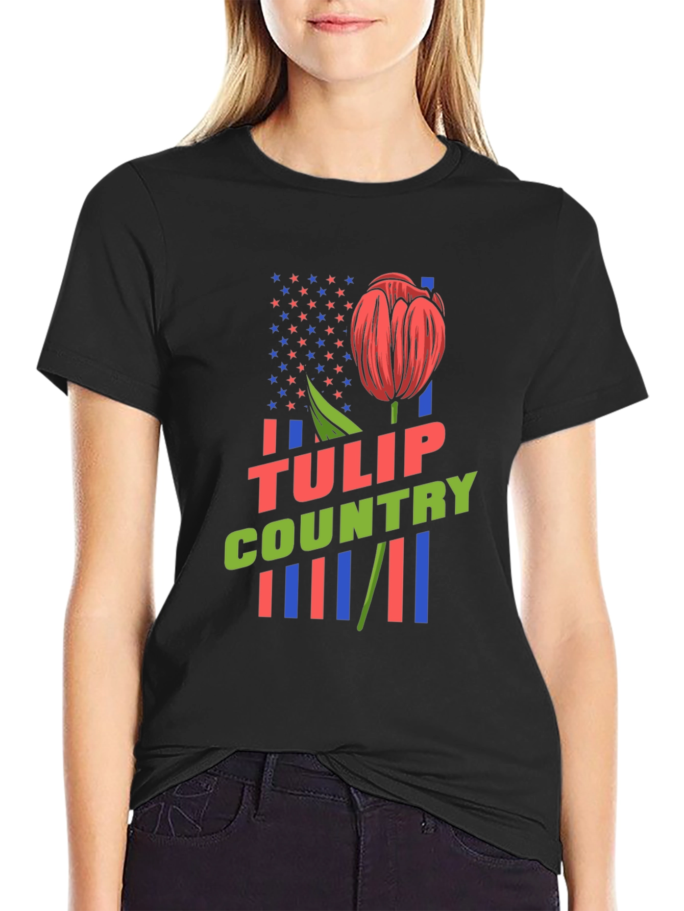 Tulip Country Graphic Tee - Black