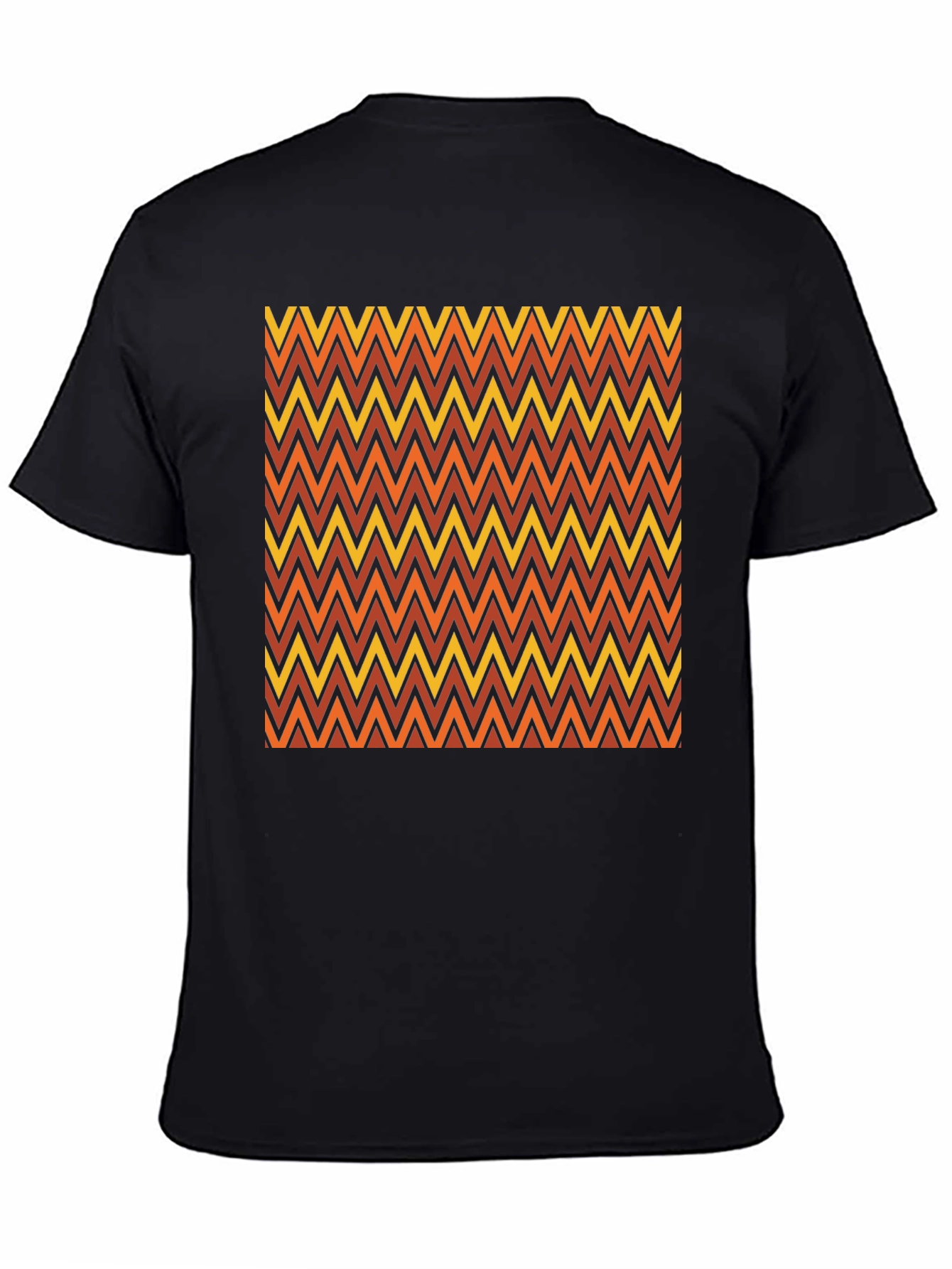 Retro Chevron Pattern Black T-Shirt