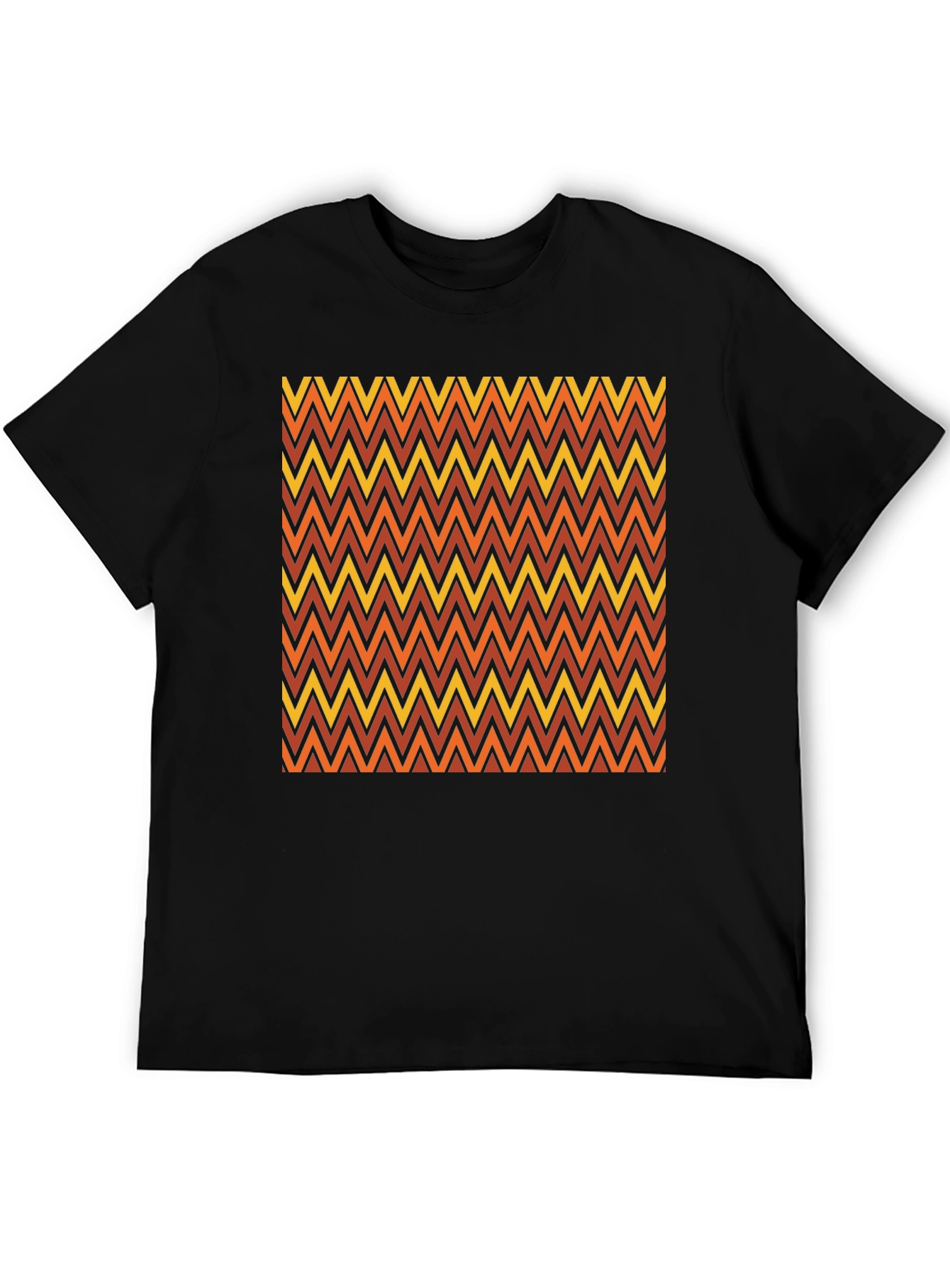 Retro Chevron Pattern Black T-Shirt