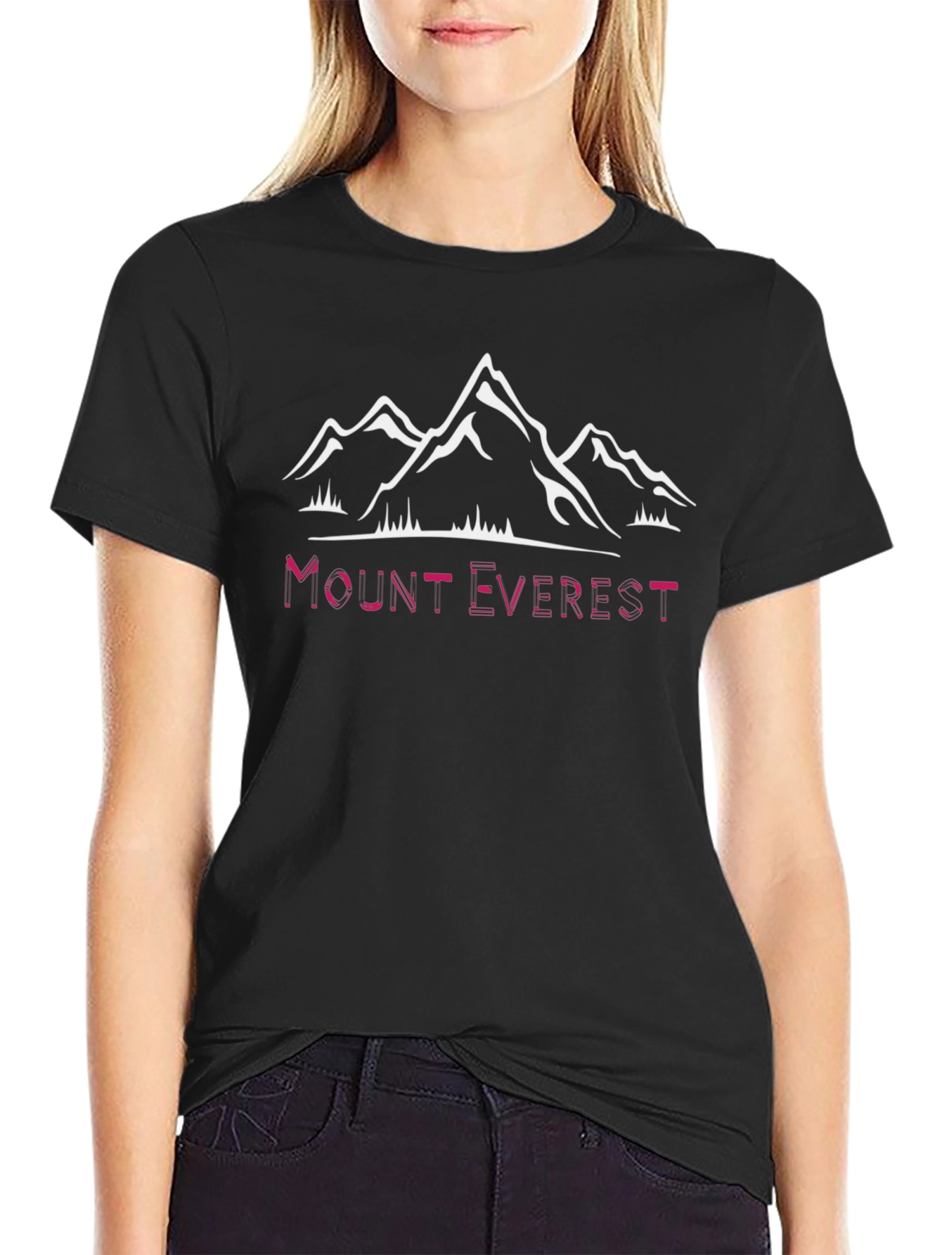 Mount Everest Graphic Tee - Black Cotton T-Shirt