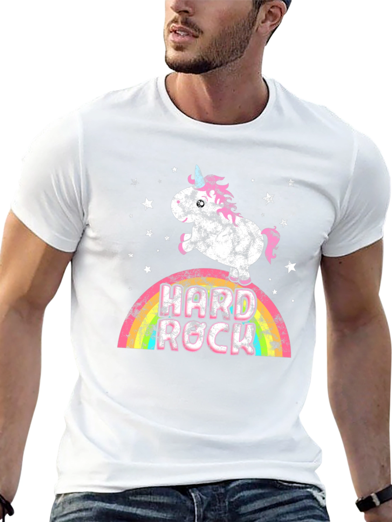 Unicorn Hard Rock Rainbow Graphic Tee