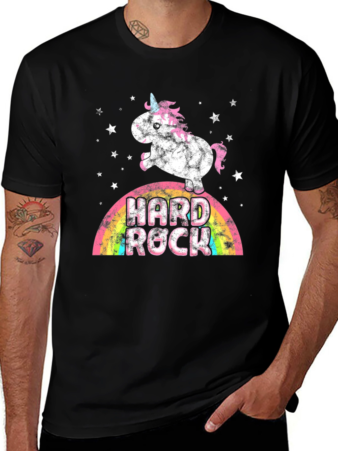 Unicorn Hard Rock Rainbow Graphic Tee