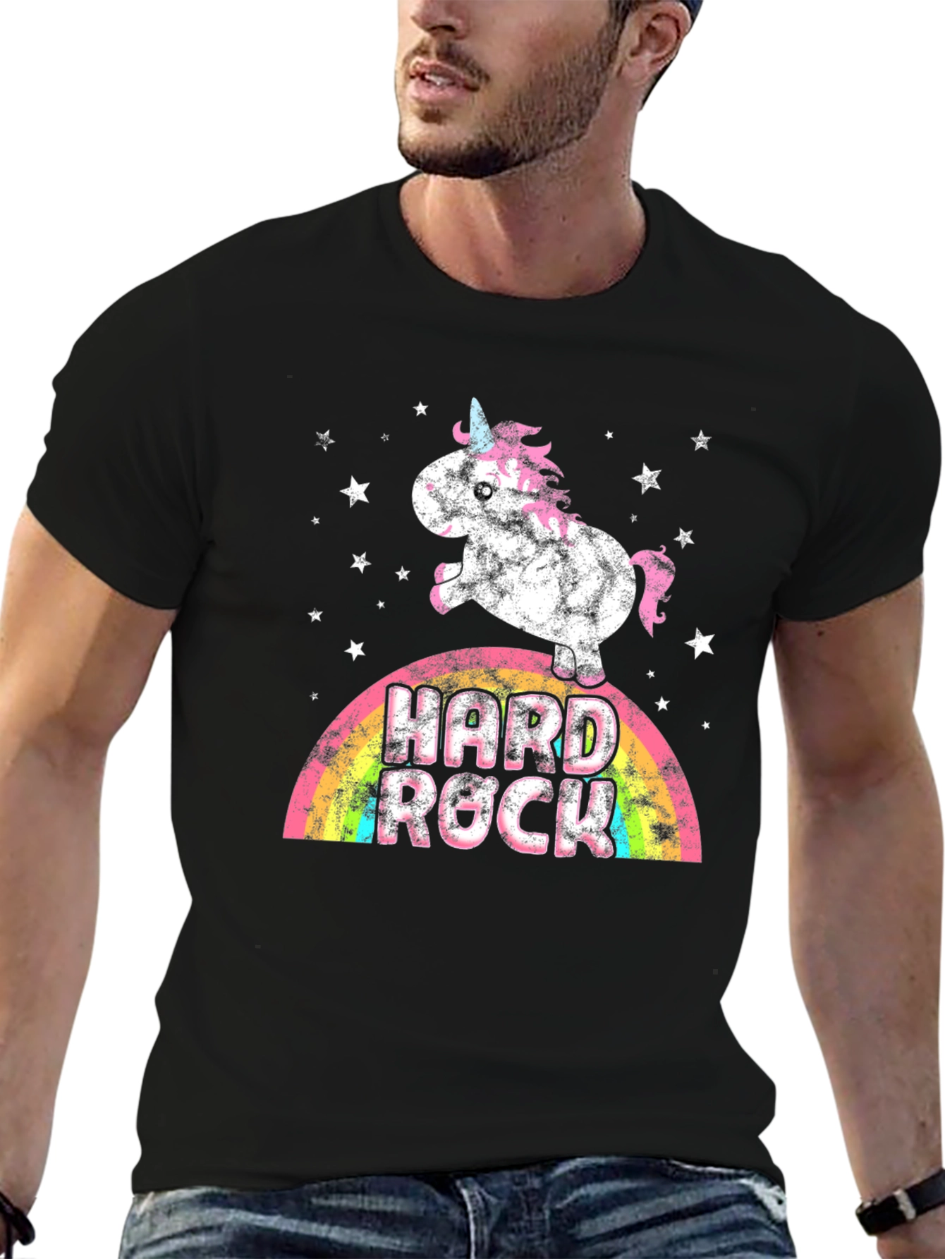 Unicorn Hard Rock Rainbow Graphic Tee