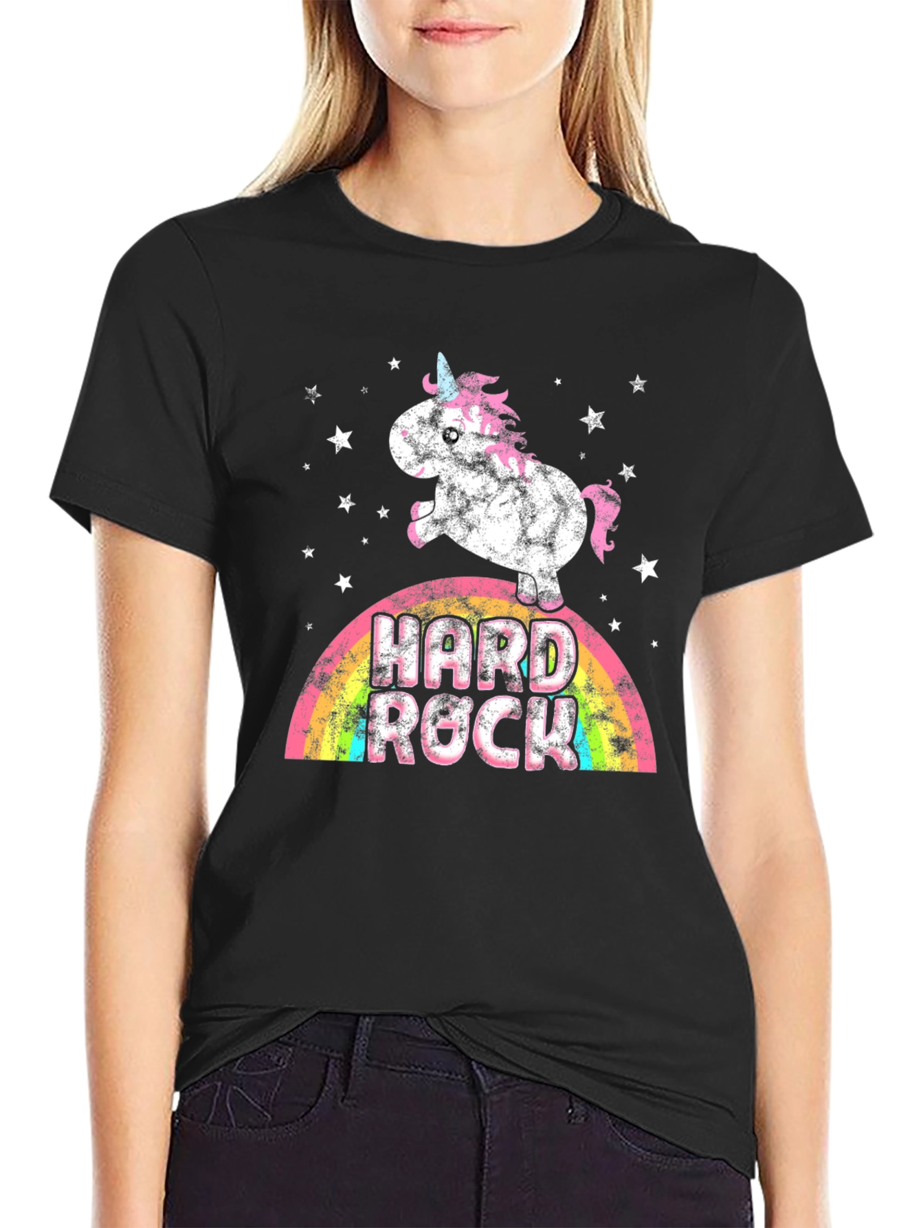 Unicorn Hard Rock Rainbow Graphic Tee