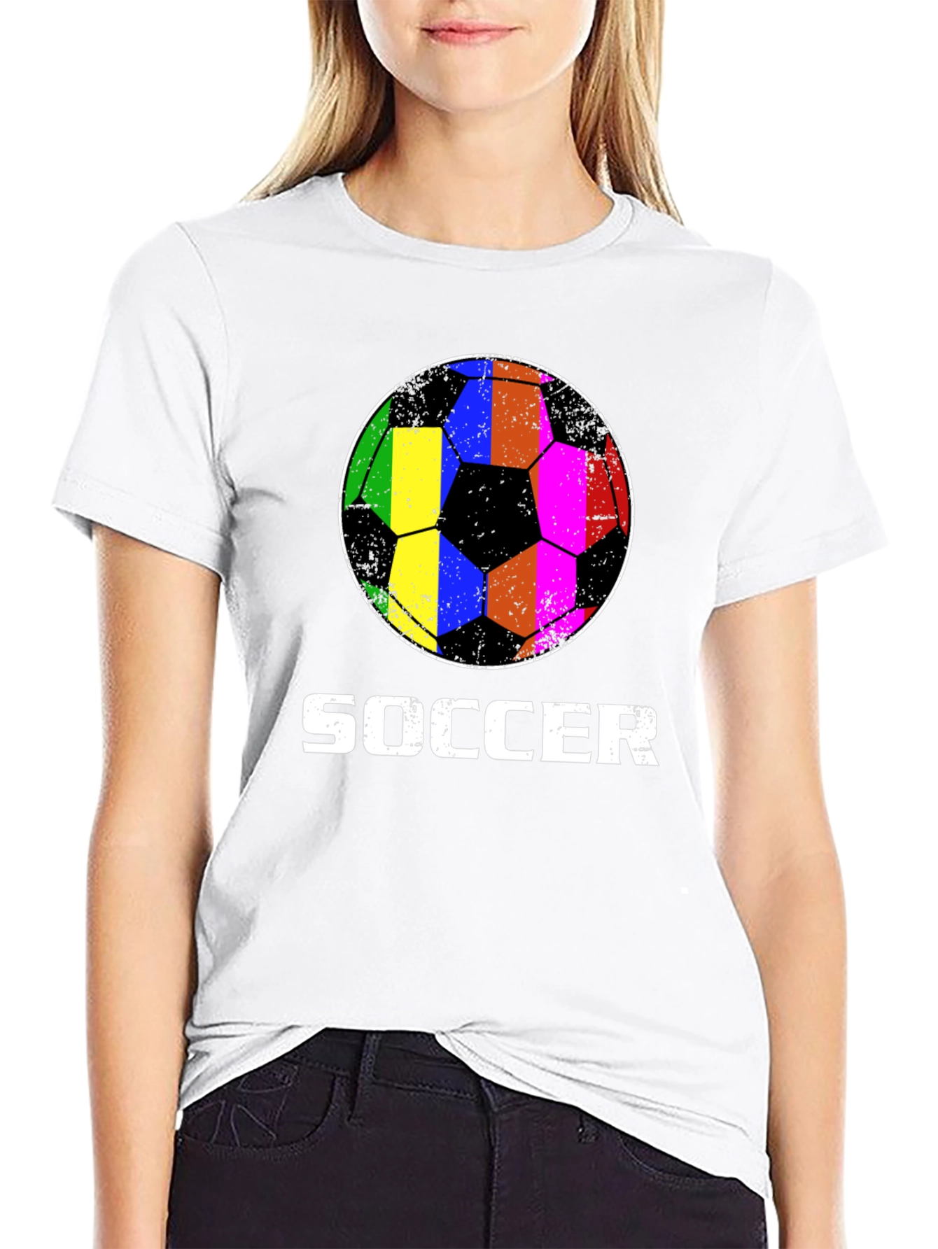 Rainbow Soccer Ball Graphic T-Shirt