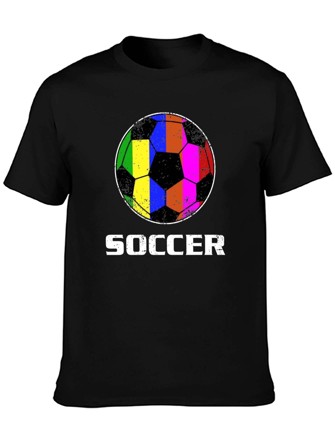 Rainbow Soccer Ball Graphic T-Shirt