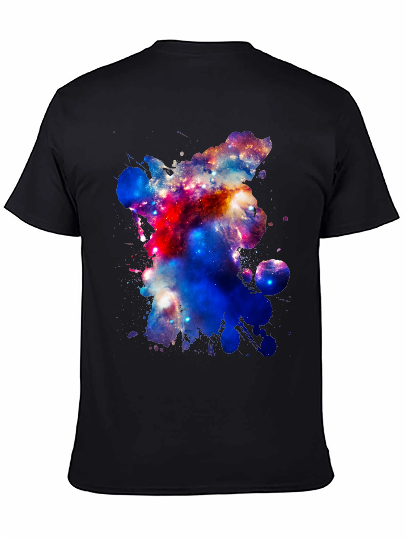 Galaxy Splatter Print Mens Black T-Shirt