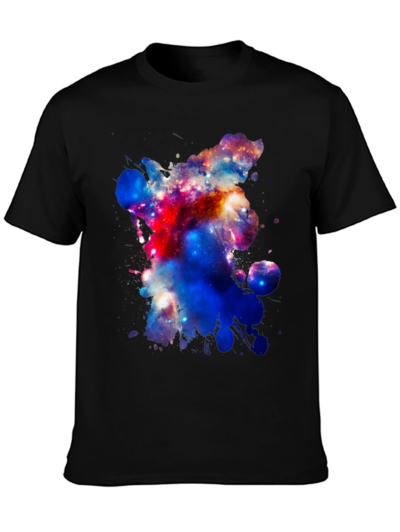 Galaxy Splatter Print Mens Black T-Shirt