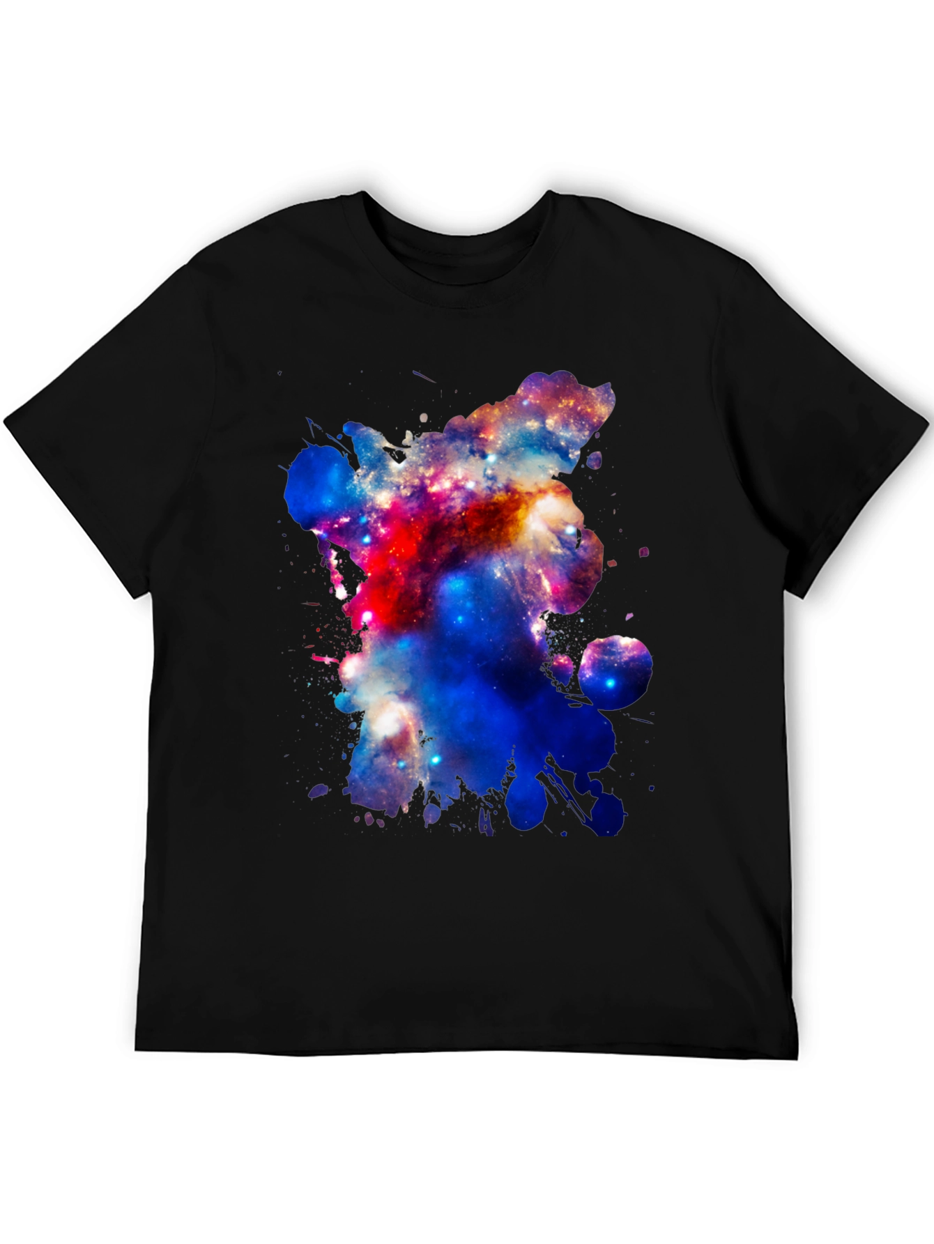 Galaxy Splatter Print Mens Black T-Shirt