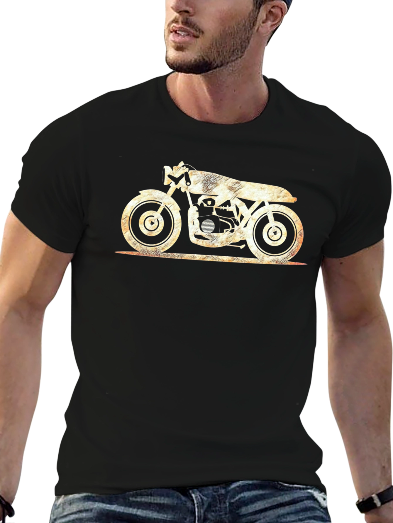 Cool Motorcycle Graphic Black T-Shirt