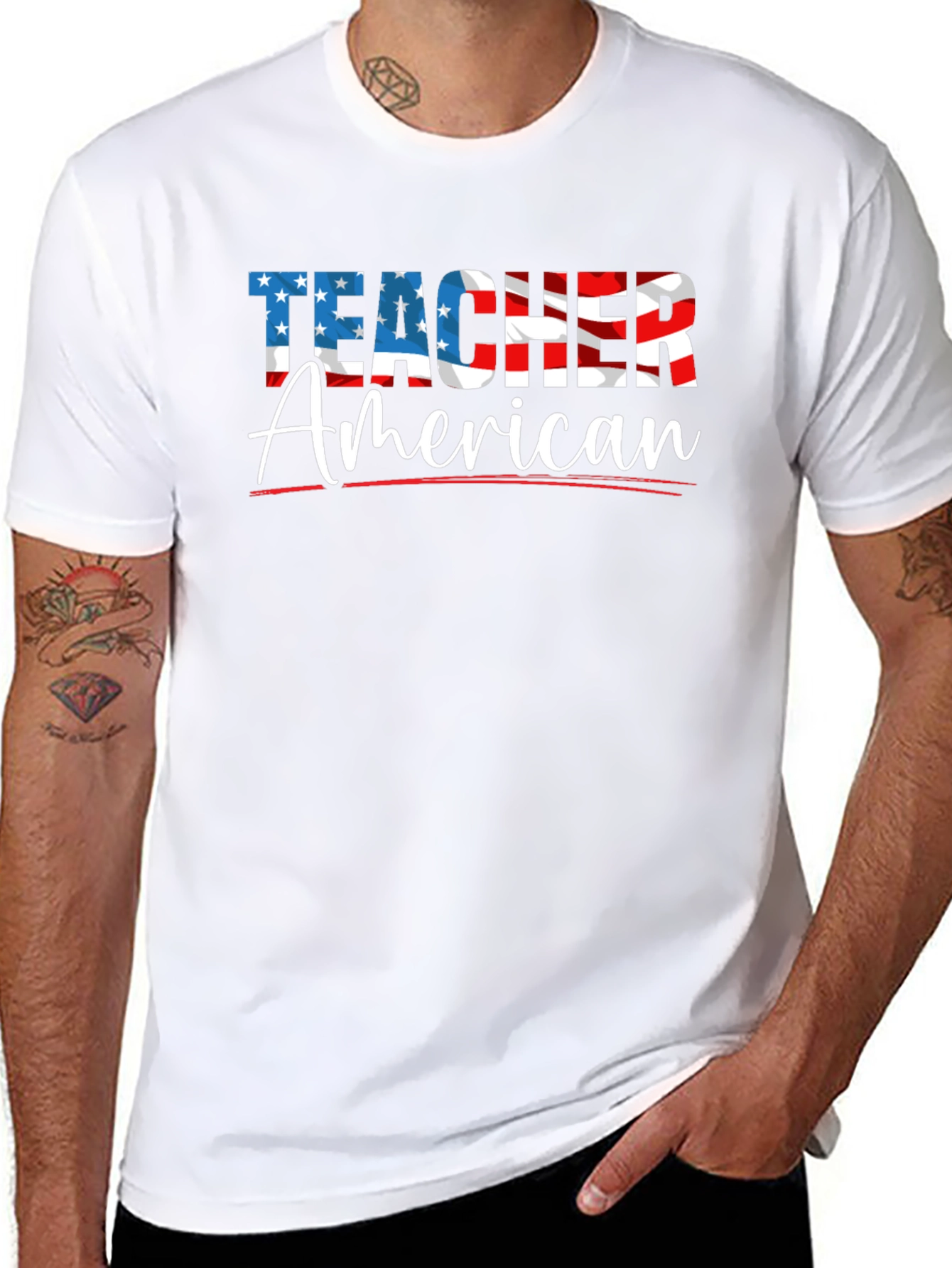 Patriotic Teacher American Flag T-Shirt