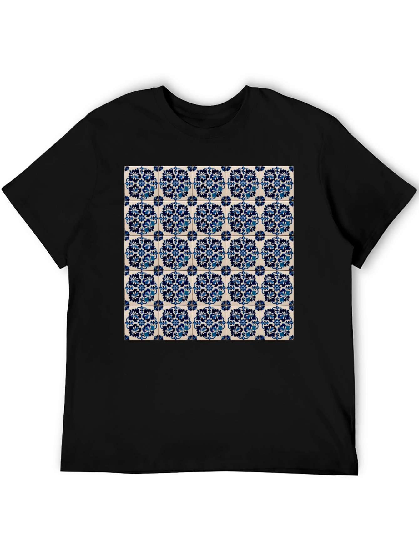 Azulejo Pattern Graphic Tee - Black