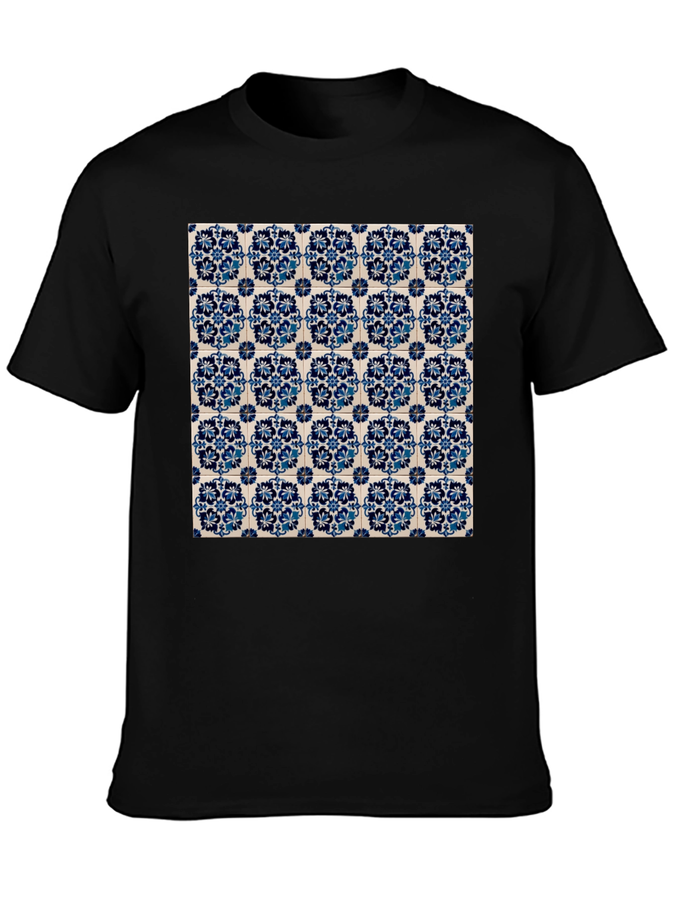 Azulejo Pattern Graphic Tee - Black