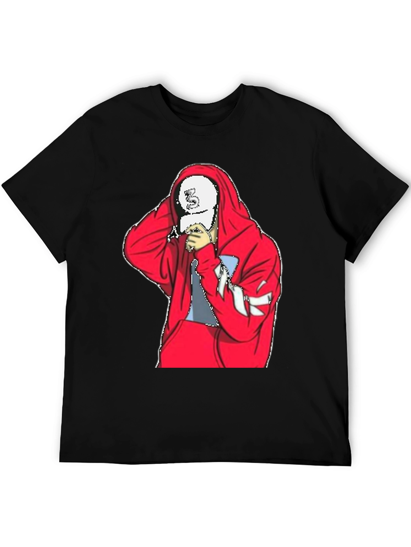 Mens Black T-Shirt with Red Hoodie Graphic