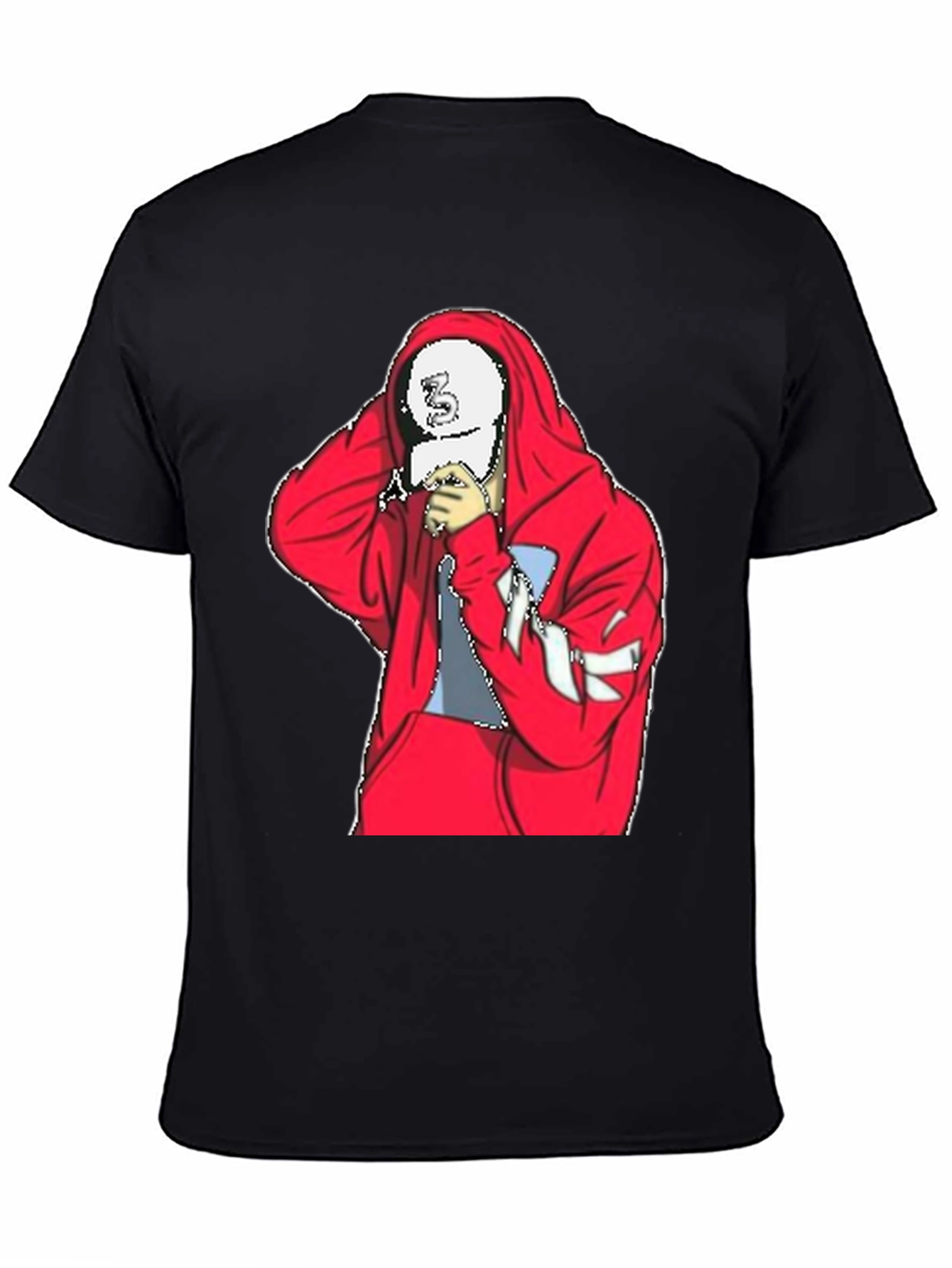 Mens Black T-Shirt with Red Hoodie Graphic