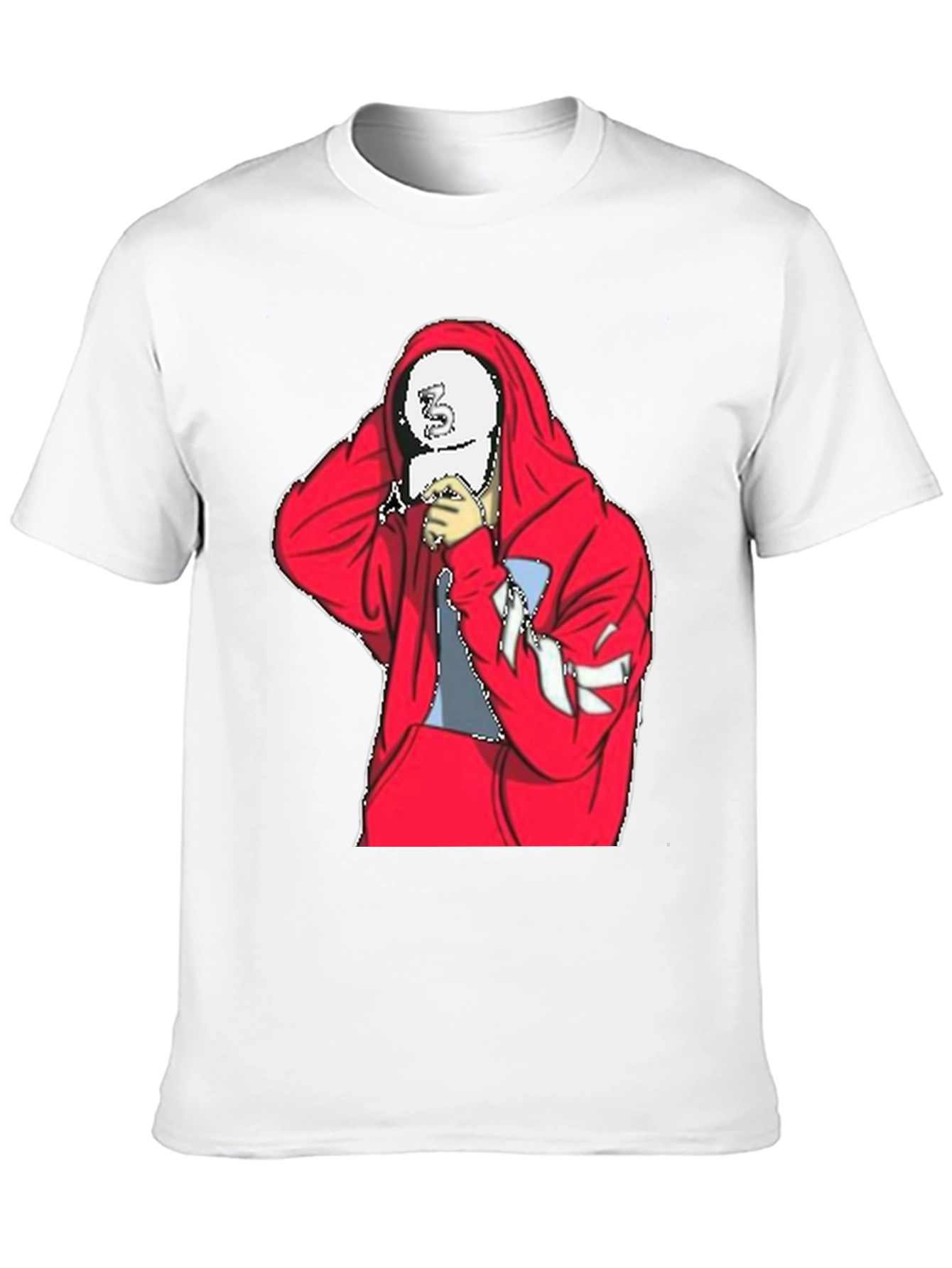 Mens Black T-Shirt with Red Hoodie Graphic