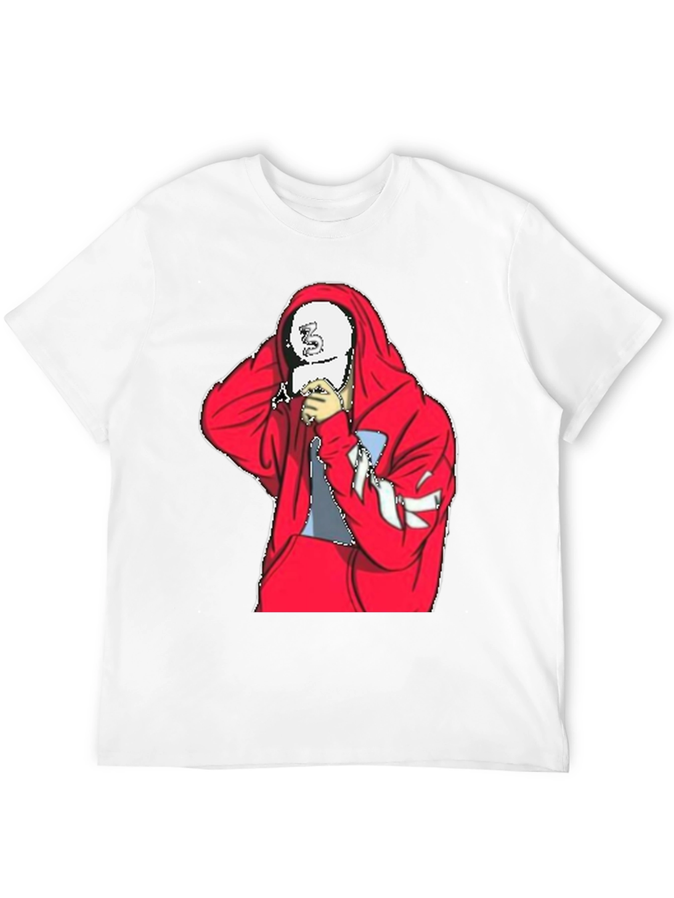 Mens Black T-Shirt with Red Hoodie Graphic