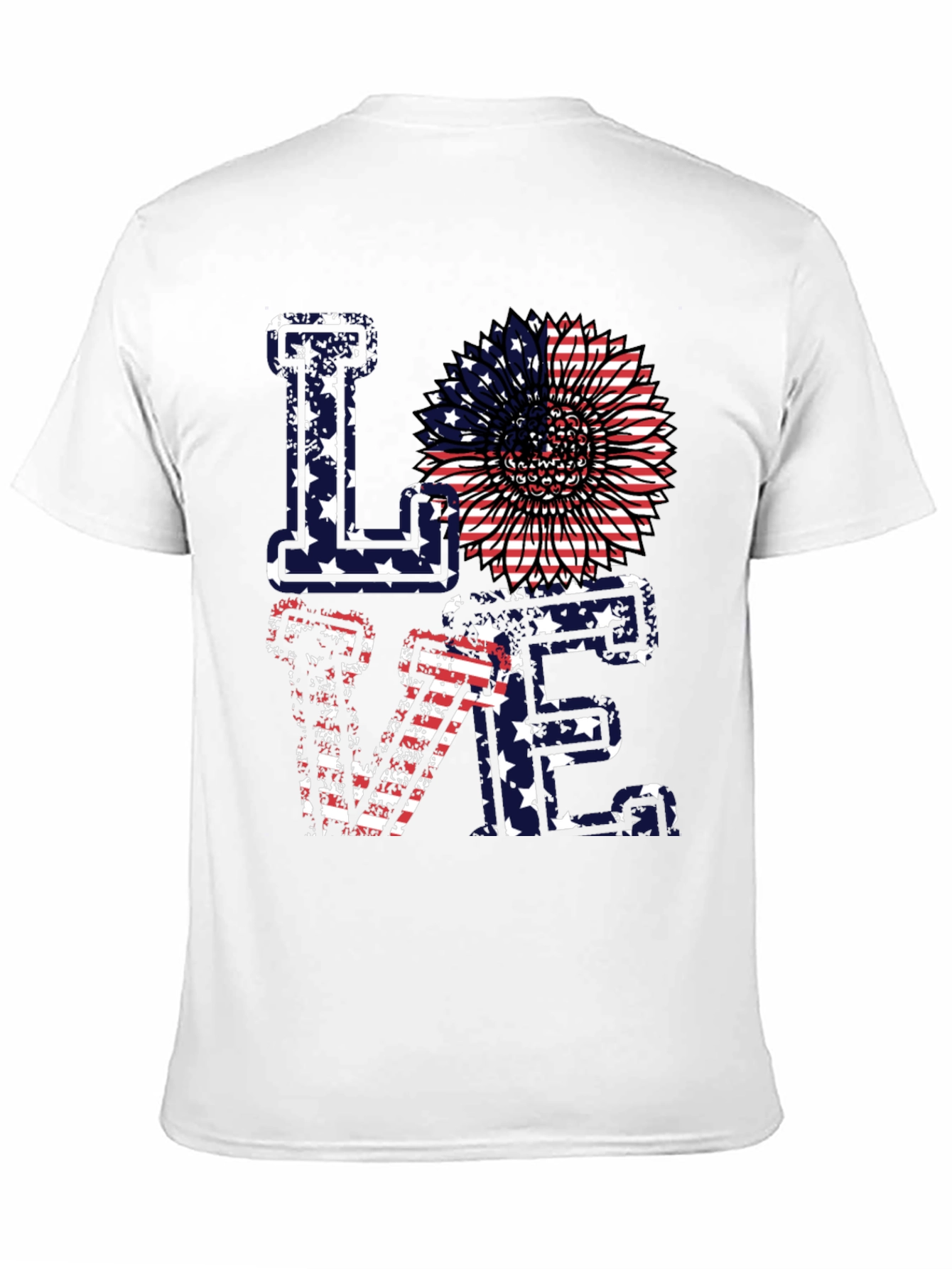 Patriotic Love T-Shirt - American Flag Sunflower Design