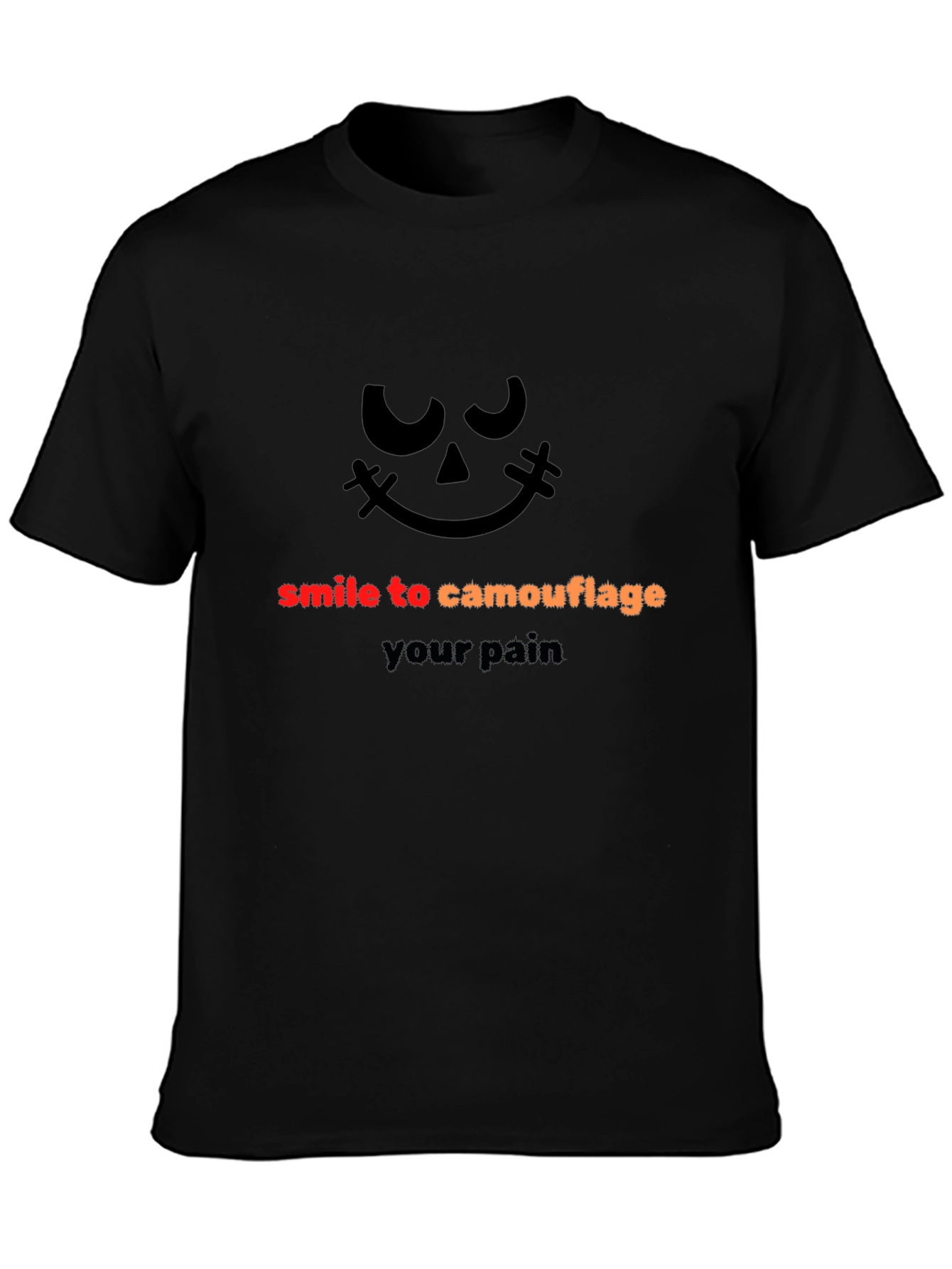 Smile to Camouflage Pain Black Graphic Tee