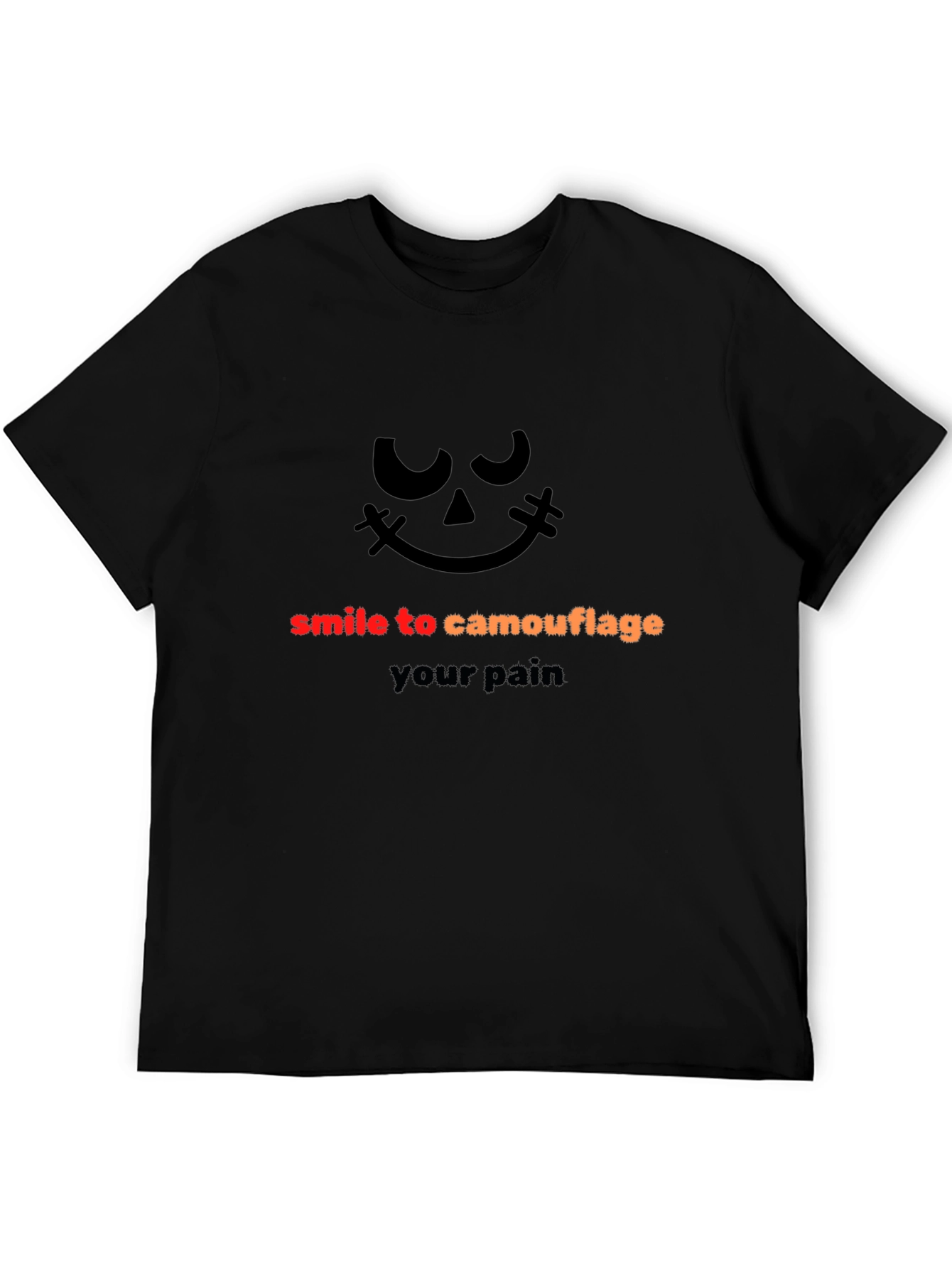 Smile to Camouflage Pain Black Graphic Tee