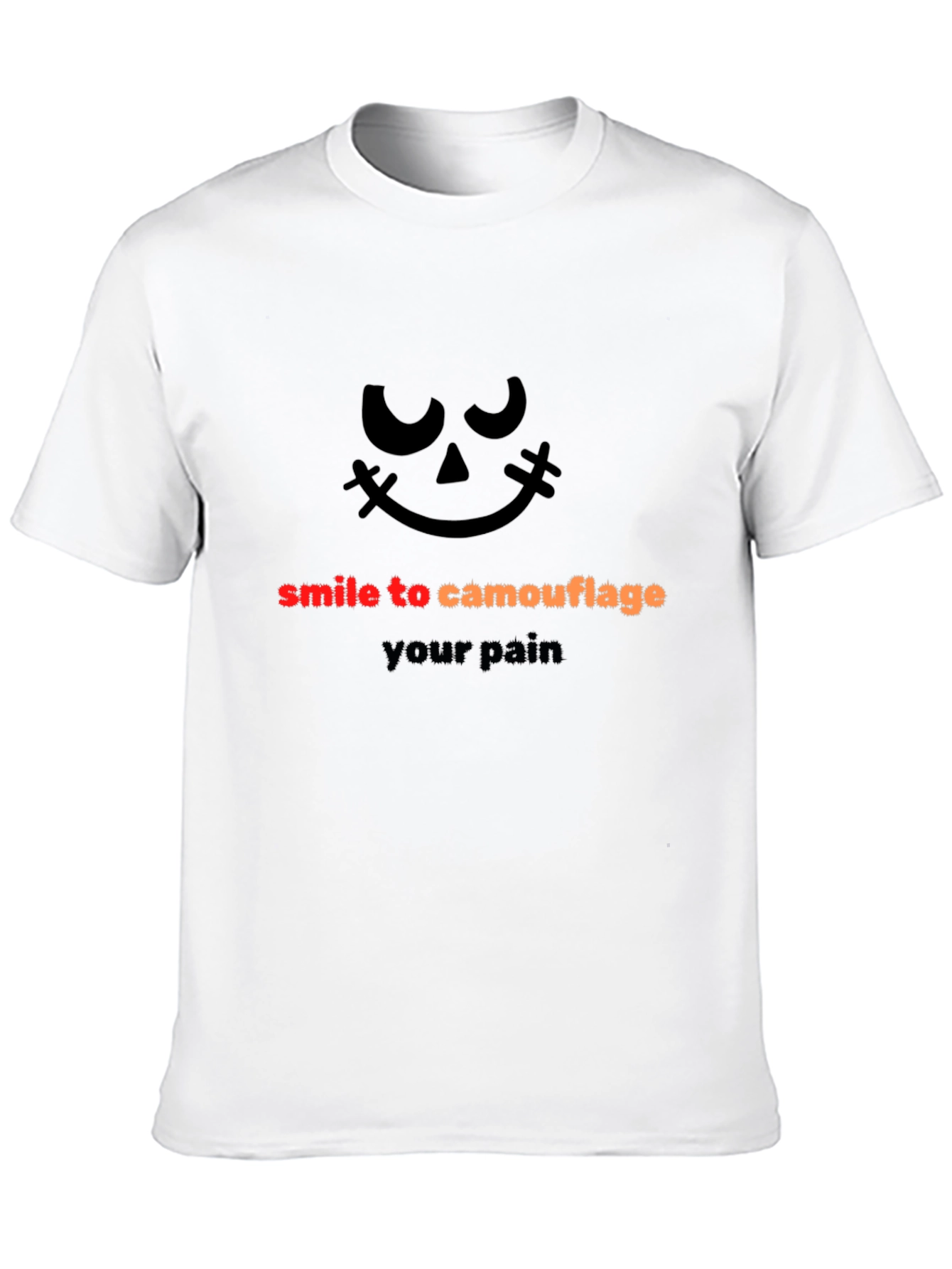 Smile to Camouflage Pain Black Graphic Tee