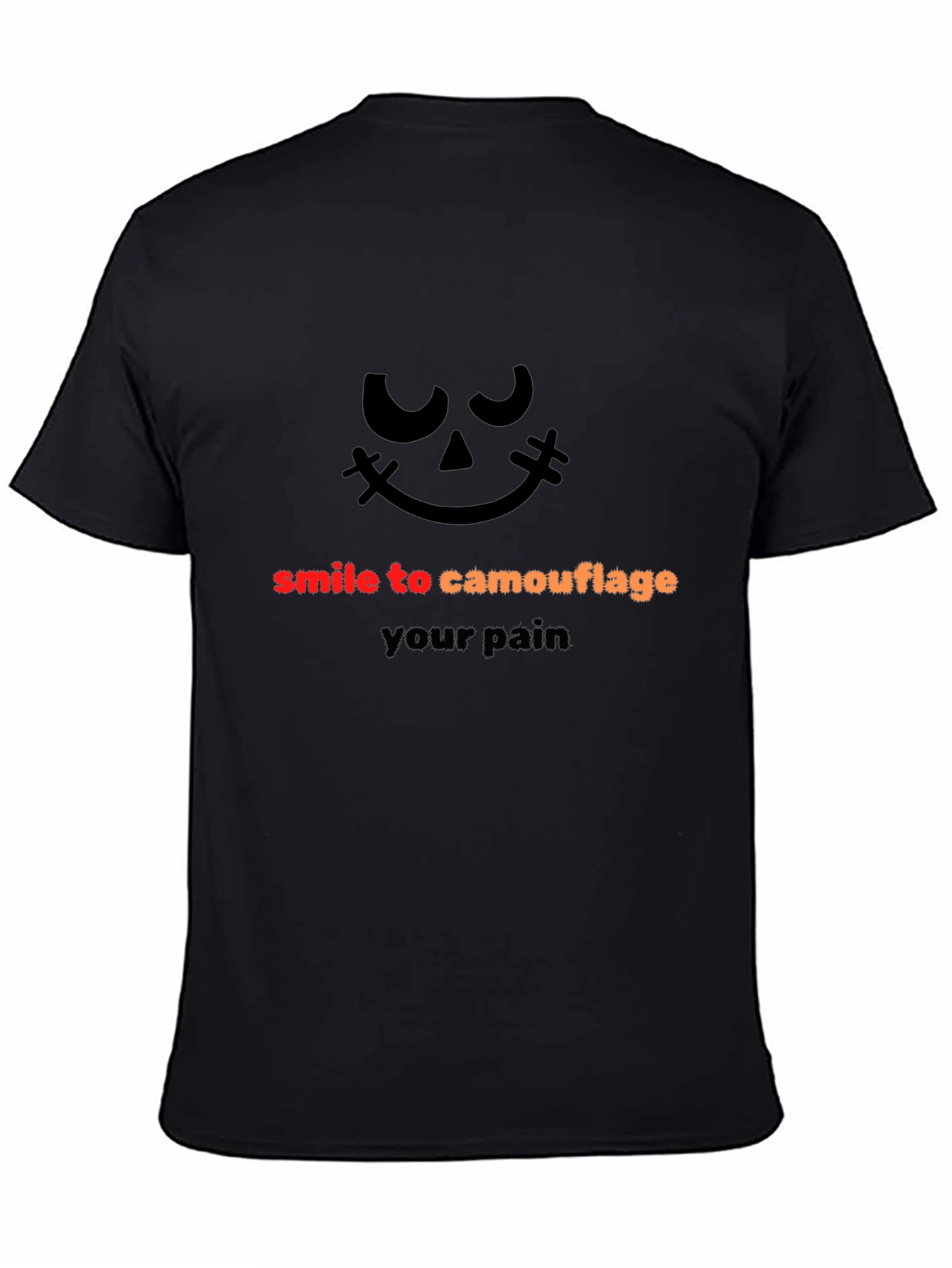 Smile to Camouflage Pain Black Graphic Tee