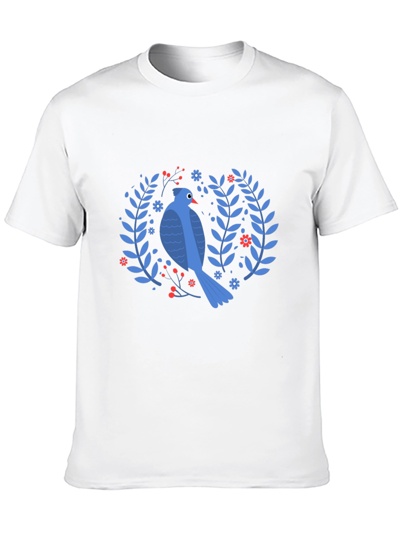 Bird & Floral Wreath Black T-Shirt