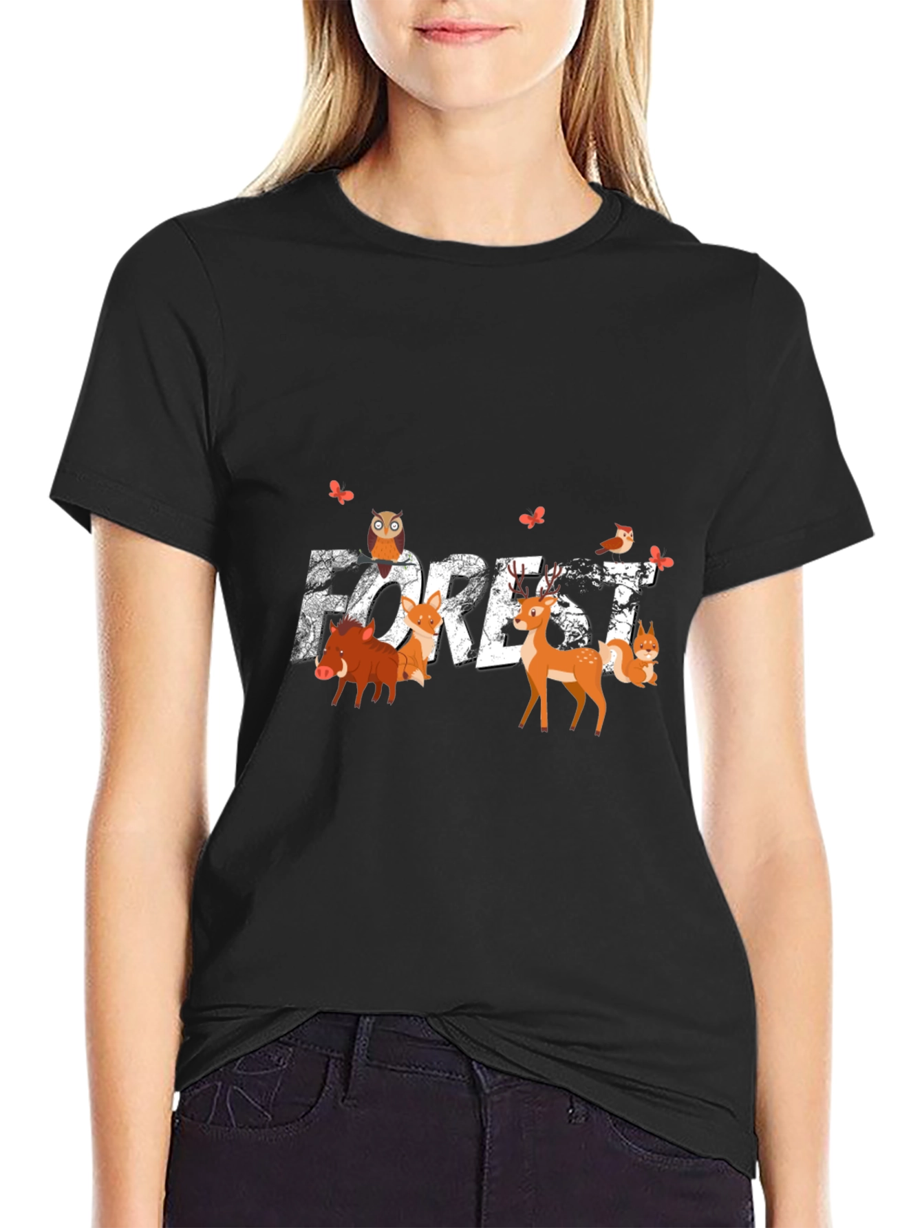 Forest Animals Graphic Print T-Shirt