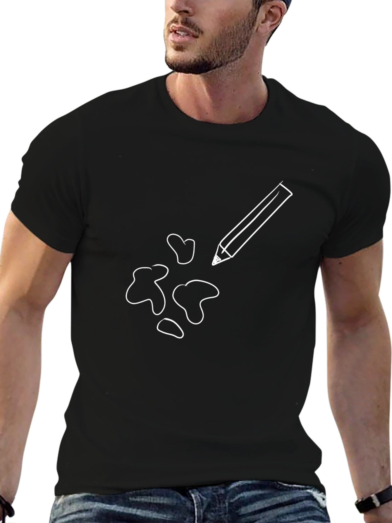 Creative Pencil Sketch Black T-Shirt