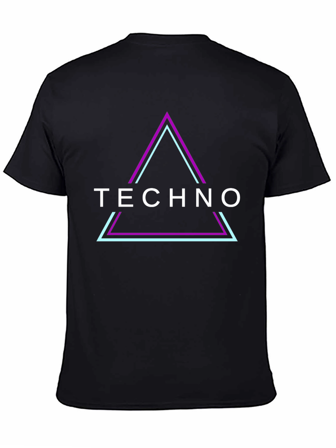 Techno Triangle Graphic Tee - Black Cotton T-Shirt
