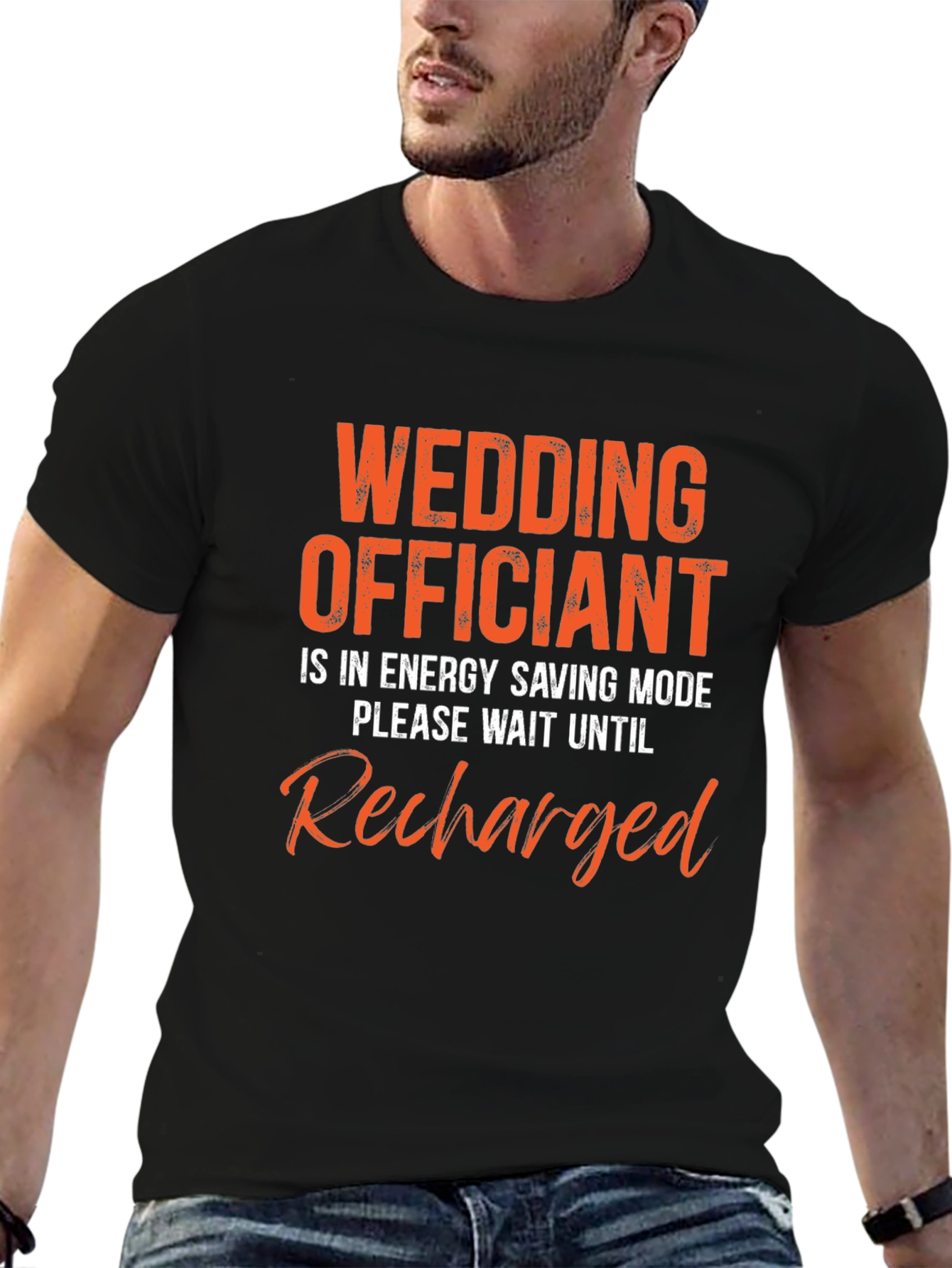 Wedding Officiant Energy Saving Mode Black T-Shirt