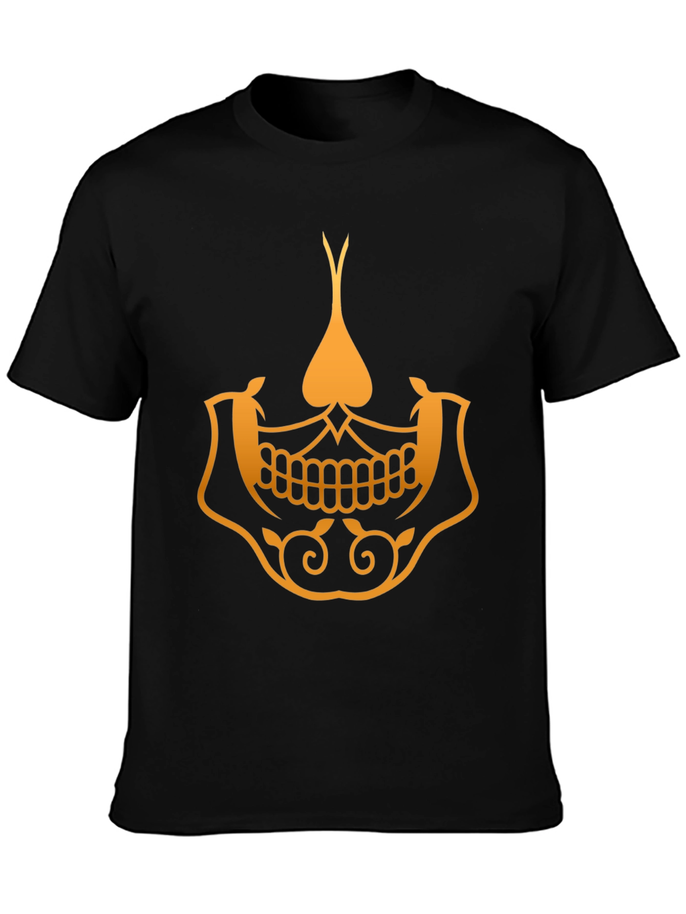 Golden Skull Spade Graphic Tee - Stylish Black T-Shirt