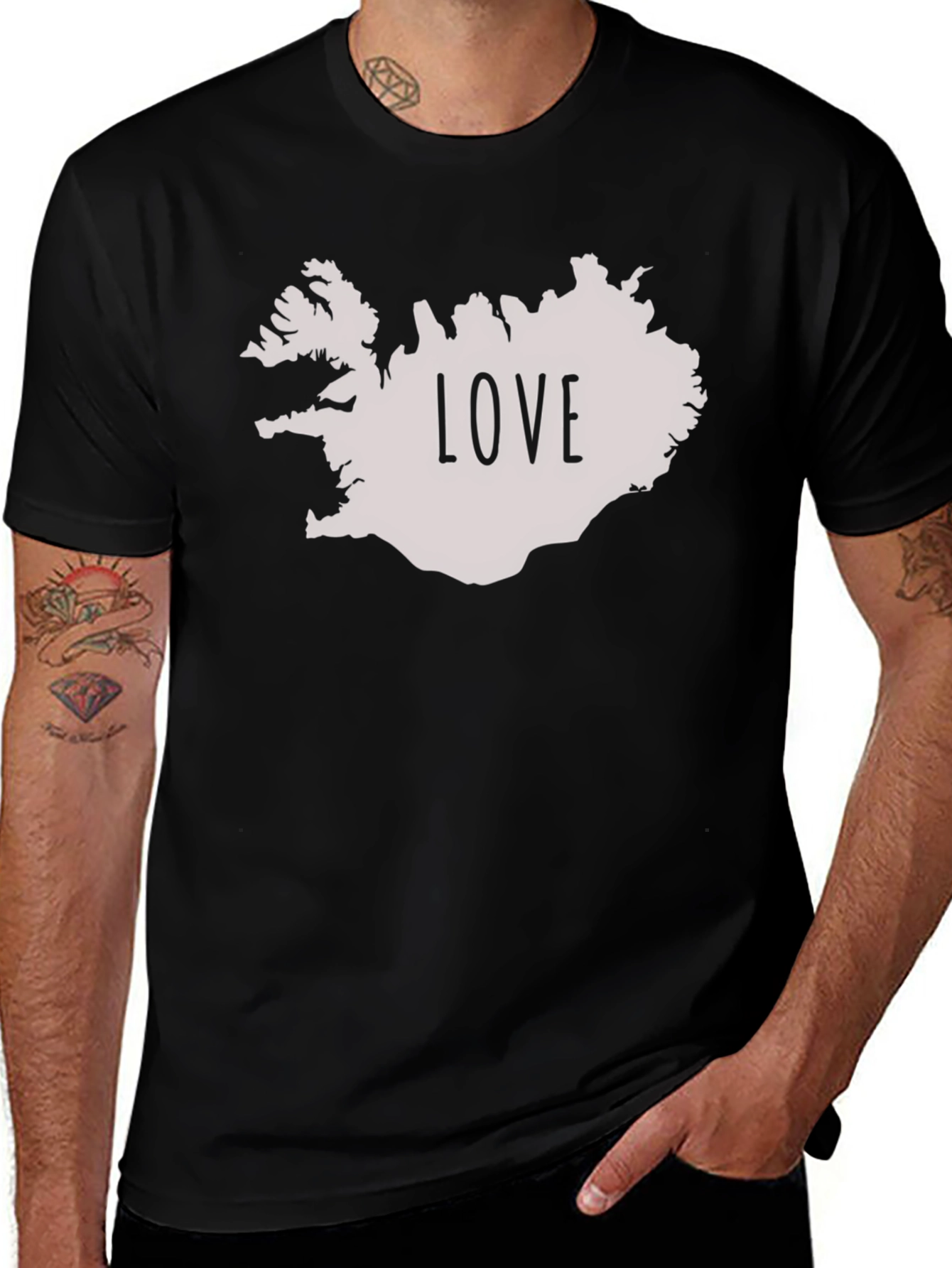 Iceland Love Graphic Tee - Black Casual Shirt