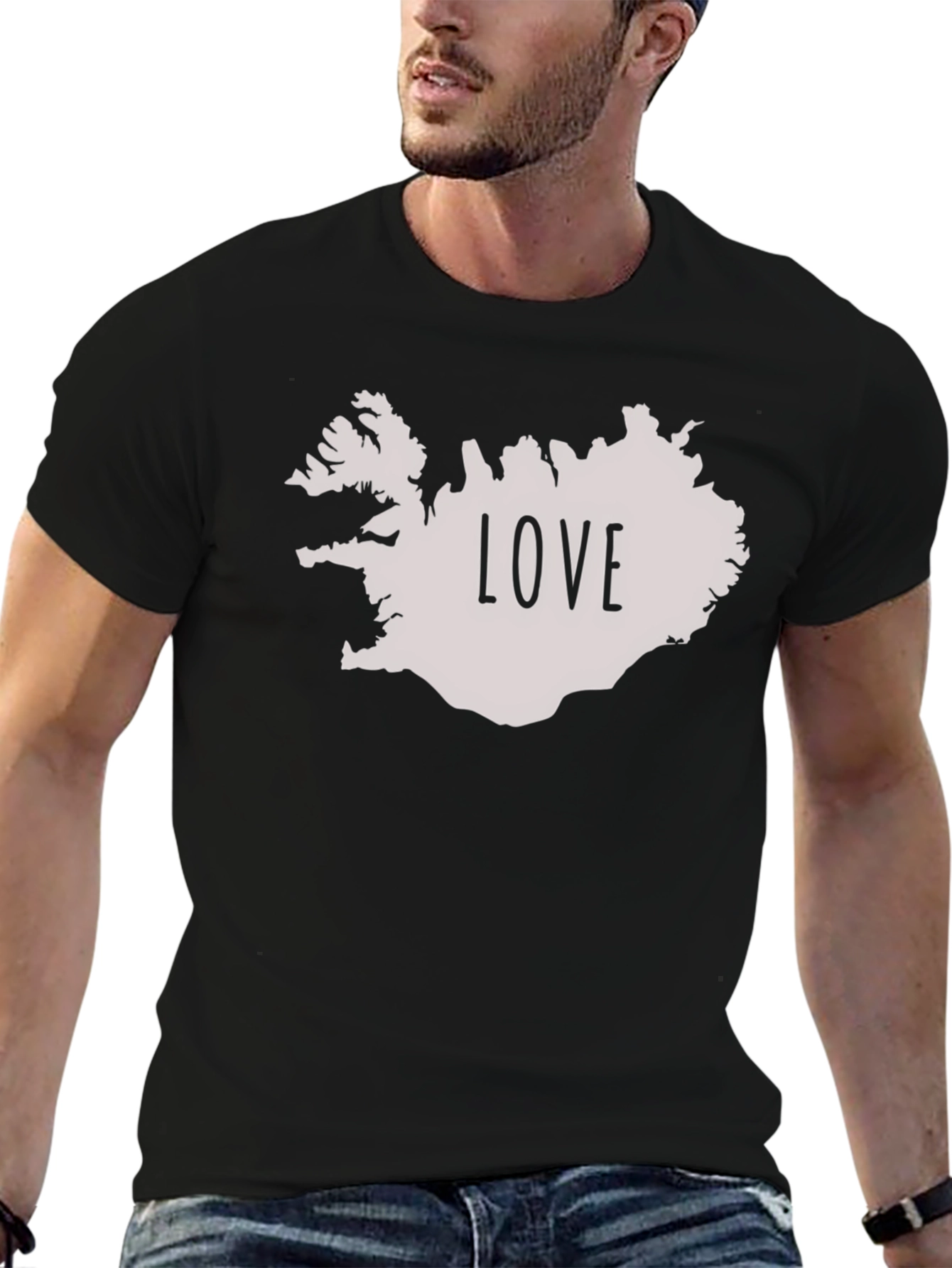 Iceland Love Graphic Tee - Black Casual Shirt